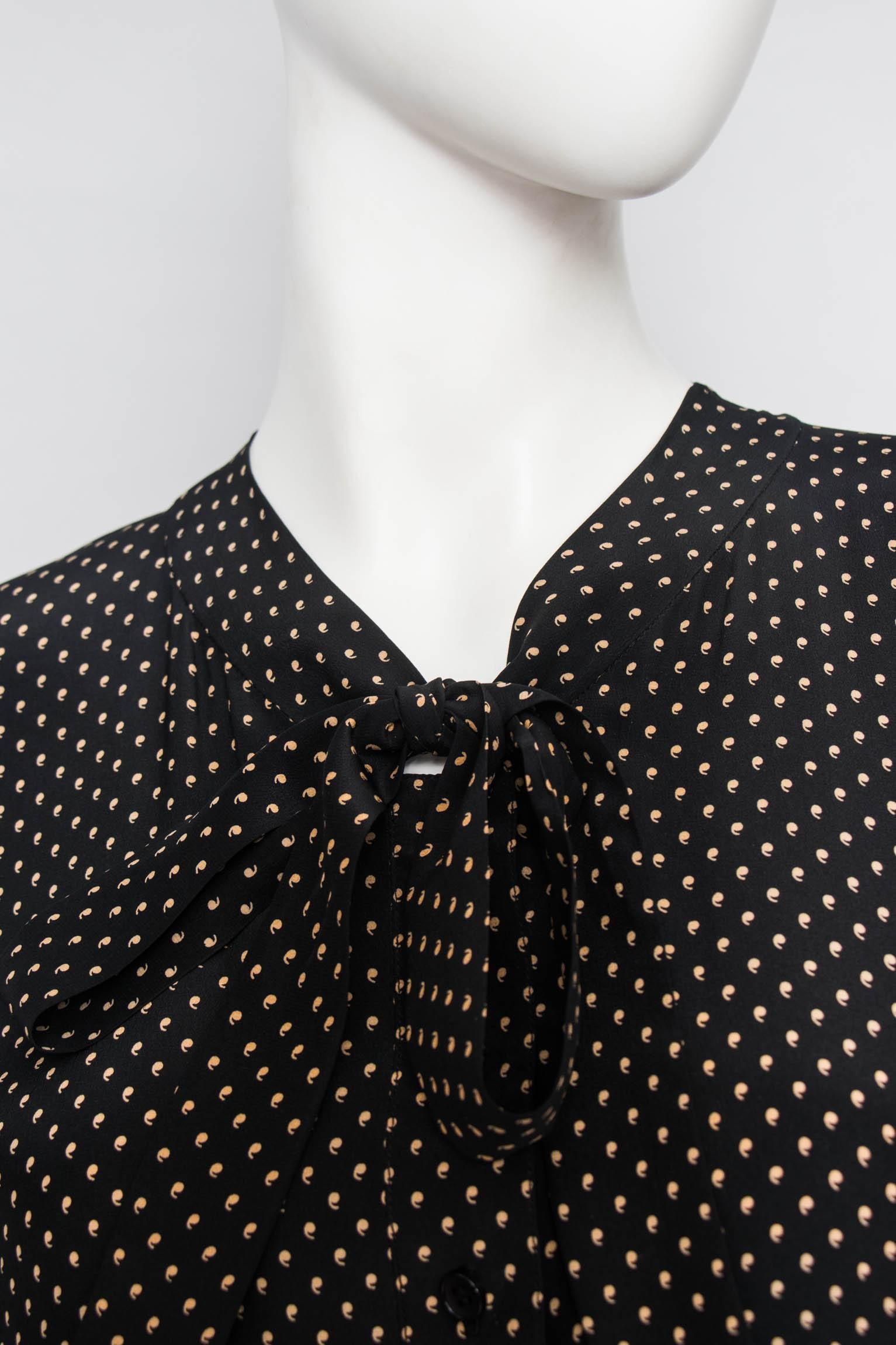 A Vintage 1980s Black Printed Yves Saint Laurent Rive Gauche Silk Dress 2