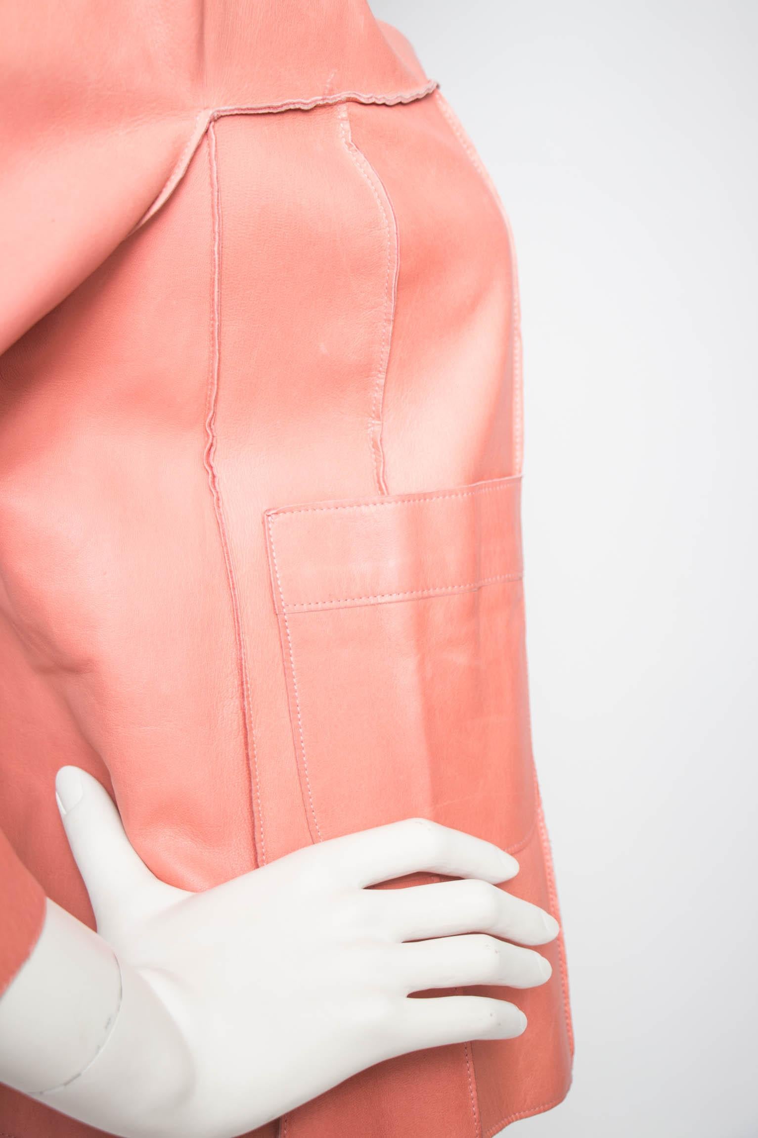 A 1990s Vintage Chanel Pink Leather Jacket  1