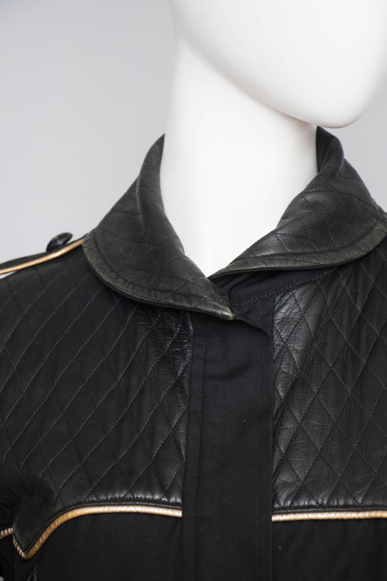 Yves Saint Laurent Rive Gauche Jacket with Leather and Gold Trim, 1980s 3