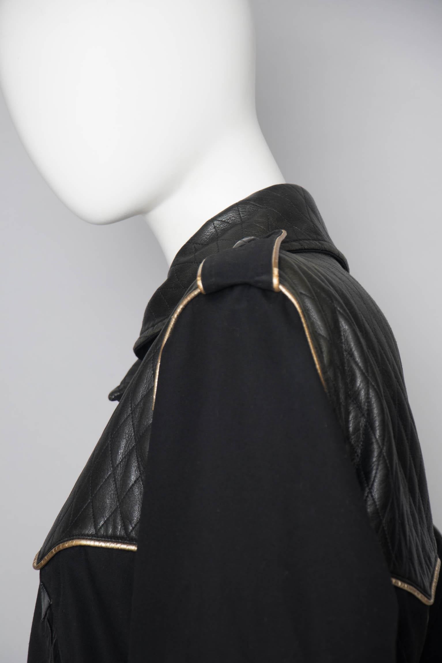 Yves Saint Laurent Rive Gauche Jacket with Leather and Gold Trim, 1980s 1