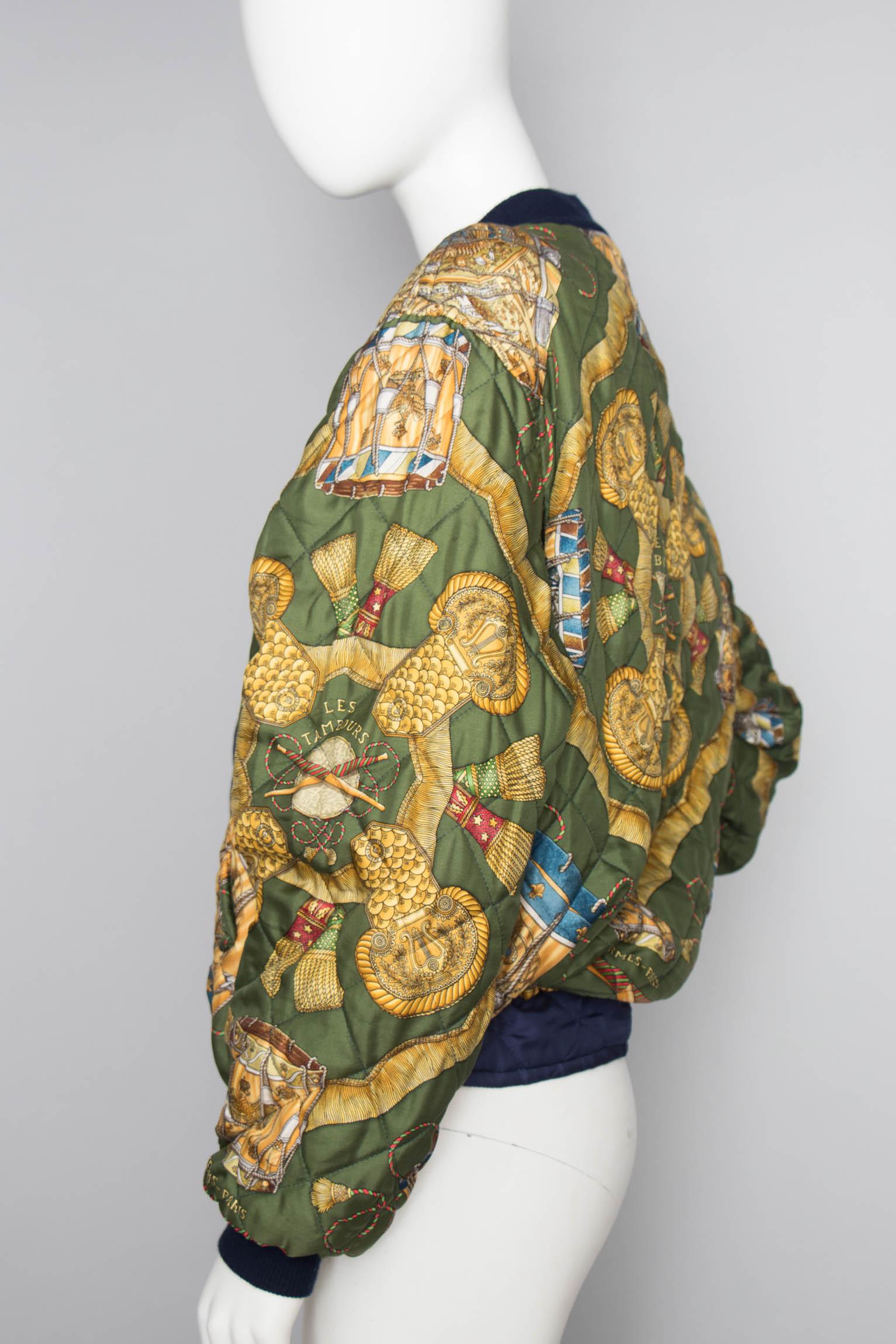 vintage reversible silk reprise bomber jacket by hermes