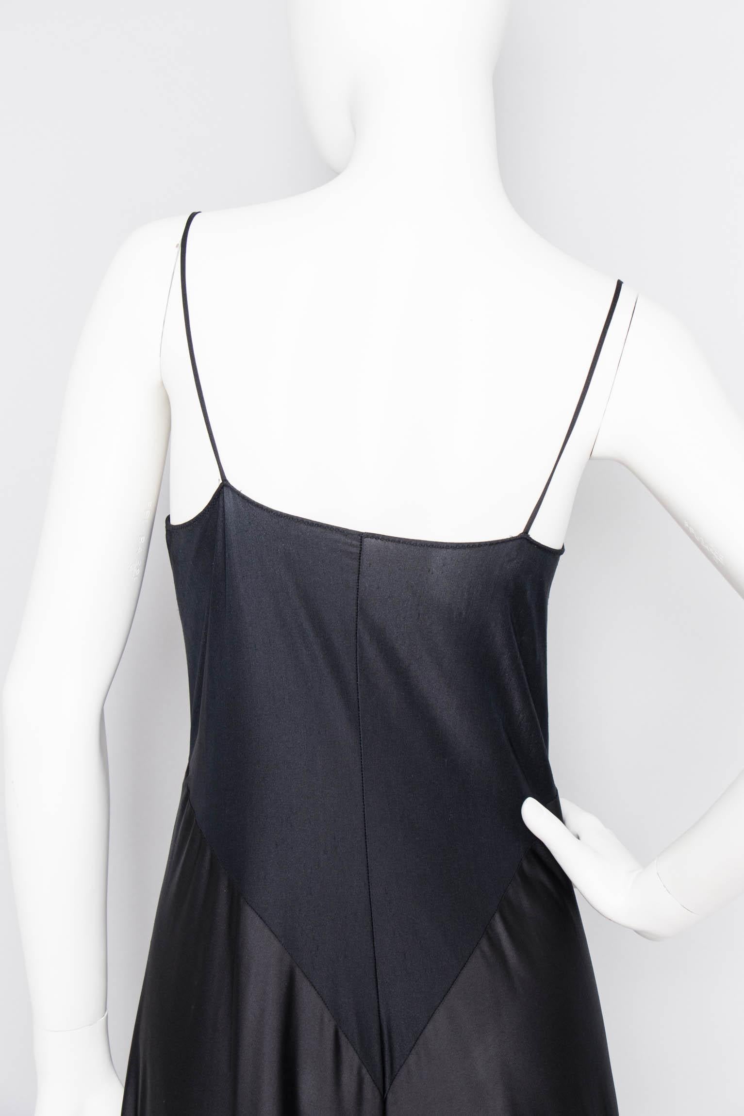 A 1990s Vintage Halston Black Silk Slip Dress S For Sale 1