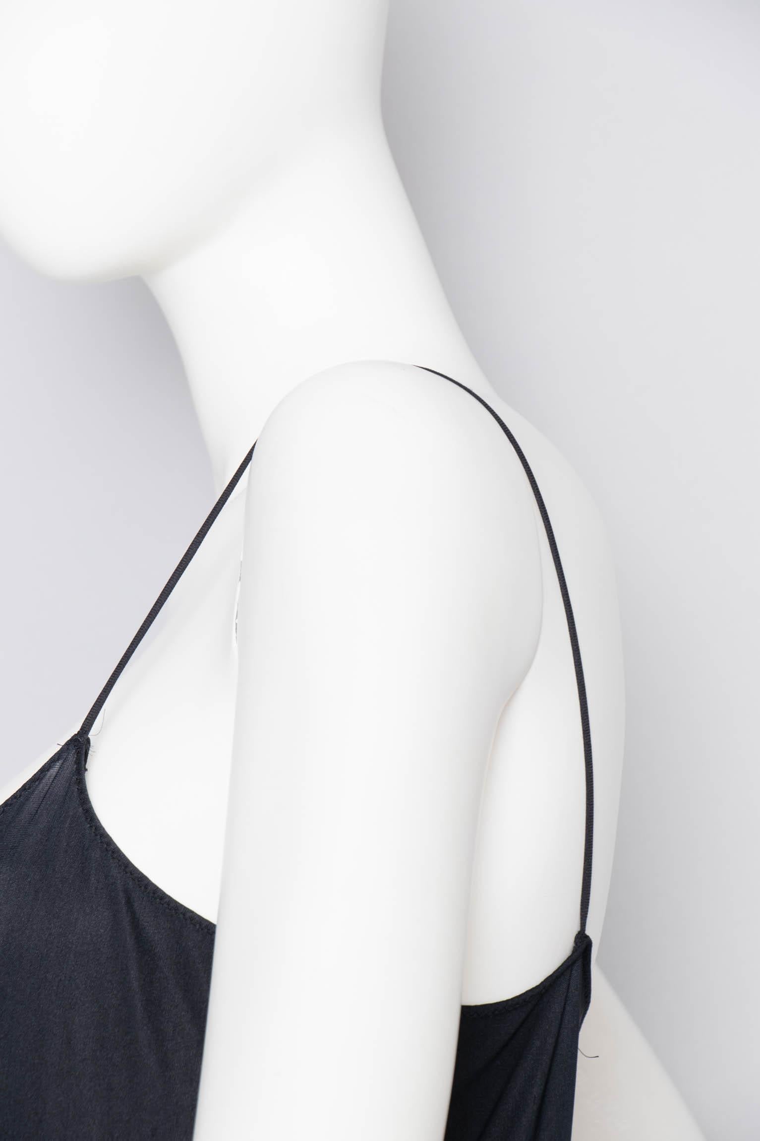 A 1990s Vintage Halston Black Silk Slip Dress S For Sale 2