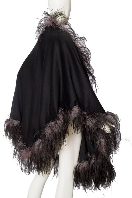 1980s Emmanuelle Khahn Black Wool and Ostrich Feather Cape at 1stDibs