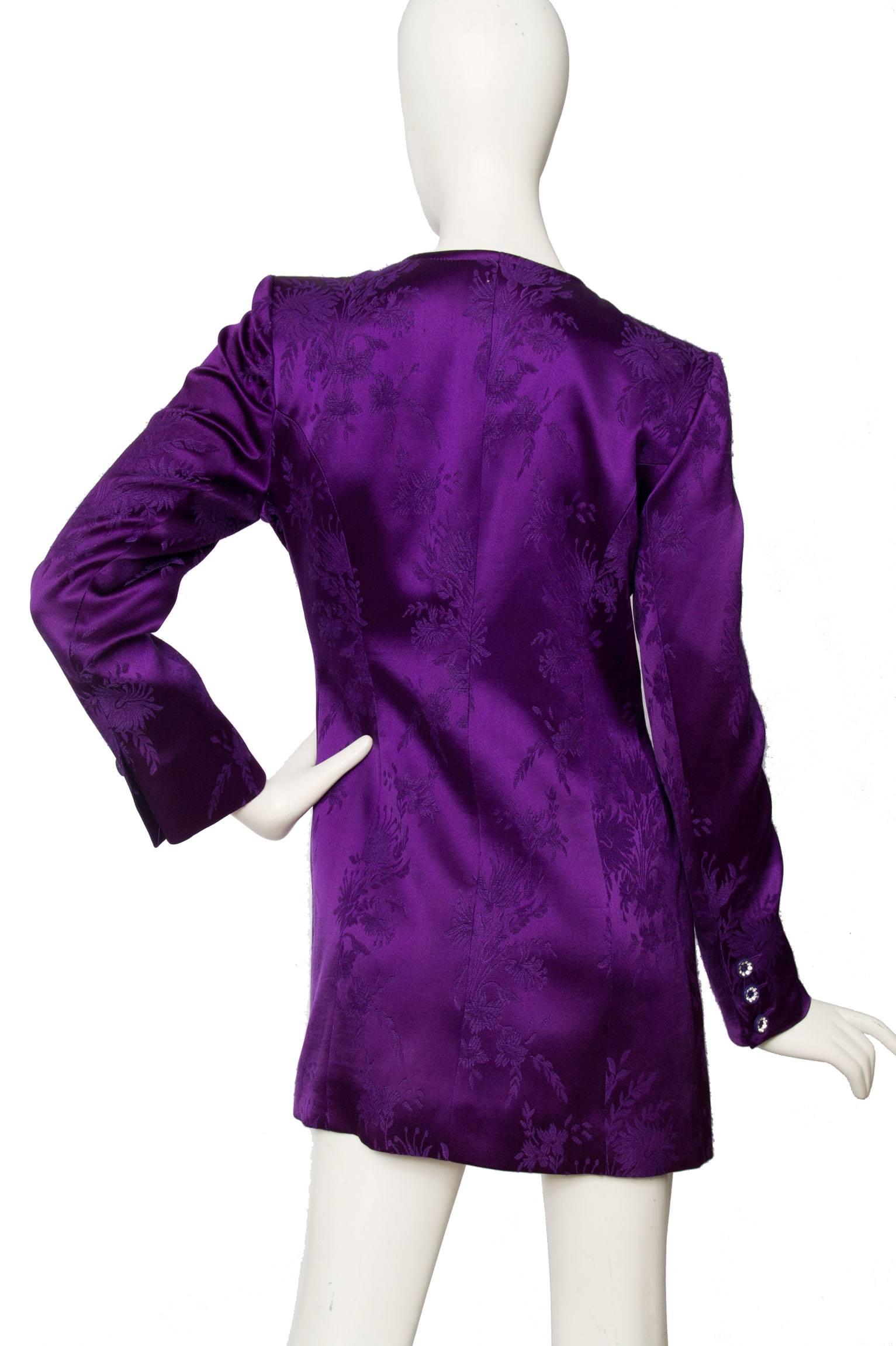 1980s Yves Saint Laurent Purple Jacquard Evening Jacket 2