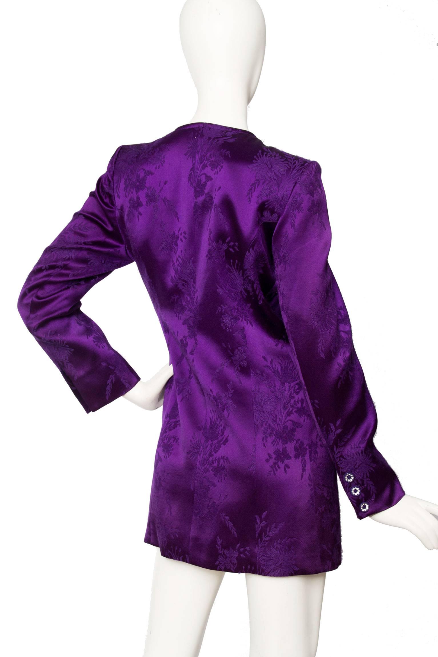 1980s Yves Saint Laurent Purple Jacquard Evening Jacket 1