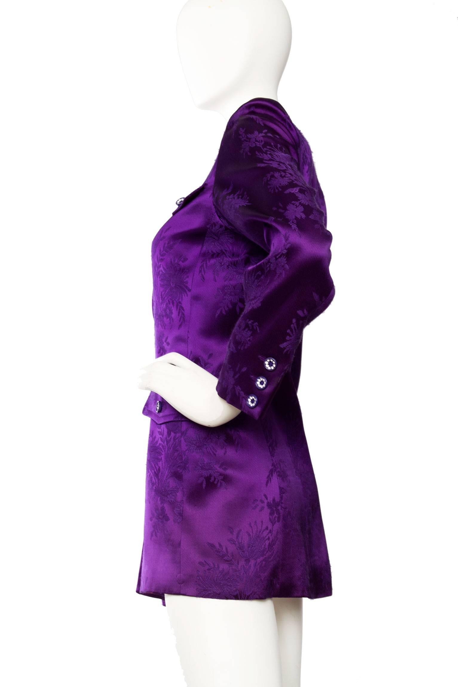 Women's 1980s Yves Saint Laurent Purple Jacquard Evening Jacket