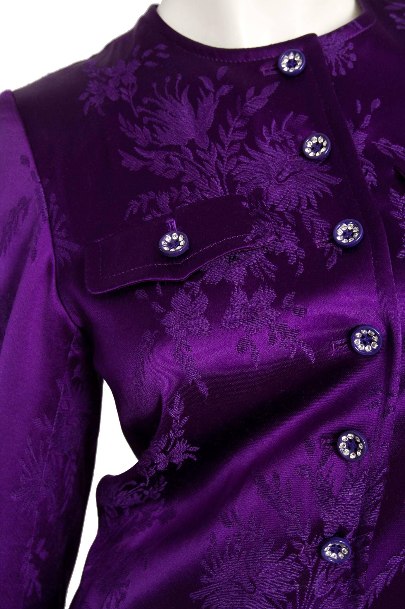 1980s Yves Saint Laurent Purple Jacquard Evening Jacket 6