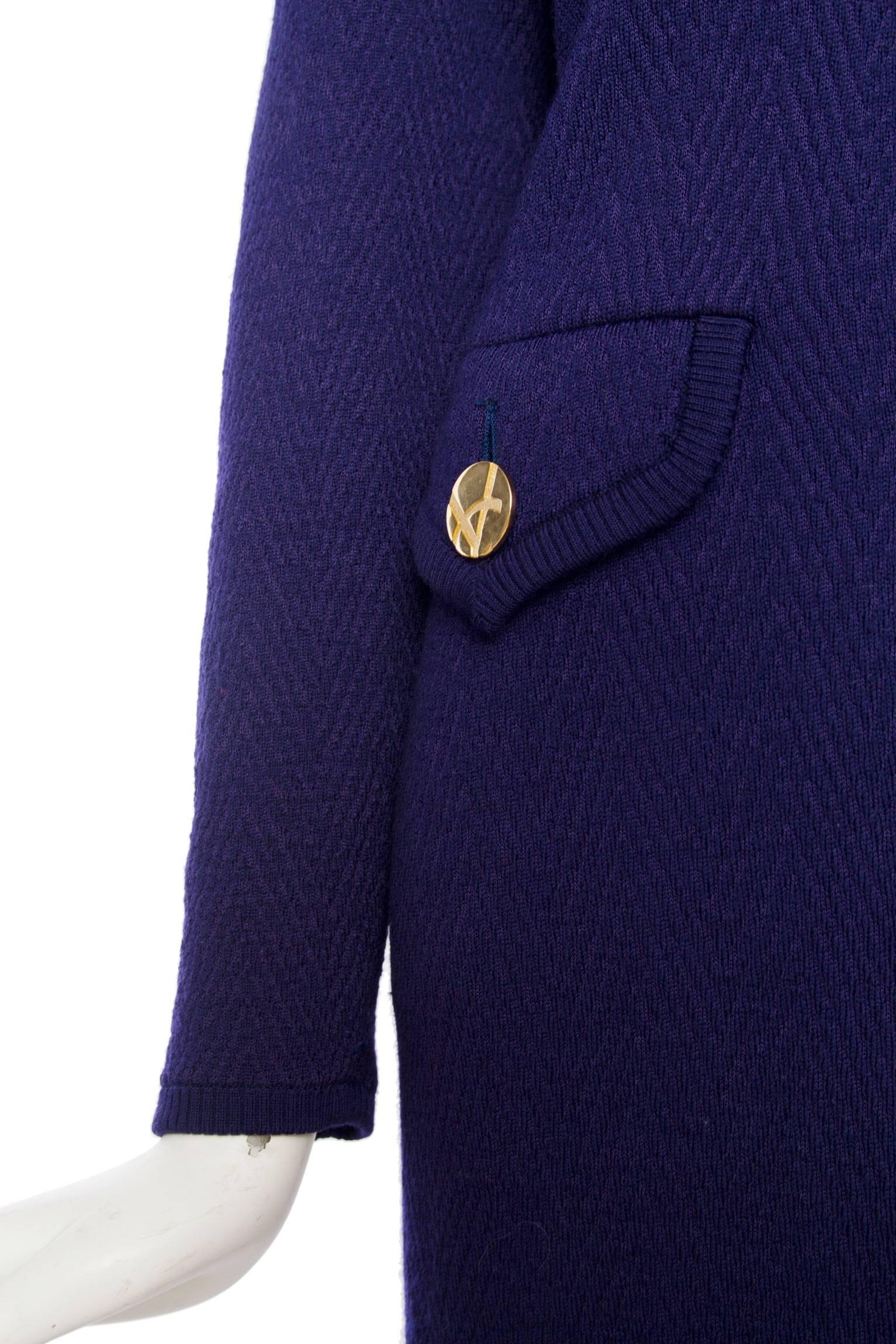 1980s Yves Saint Laurent Purple Cardigan W Logo Buttons 2