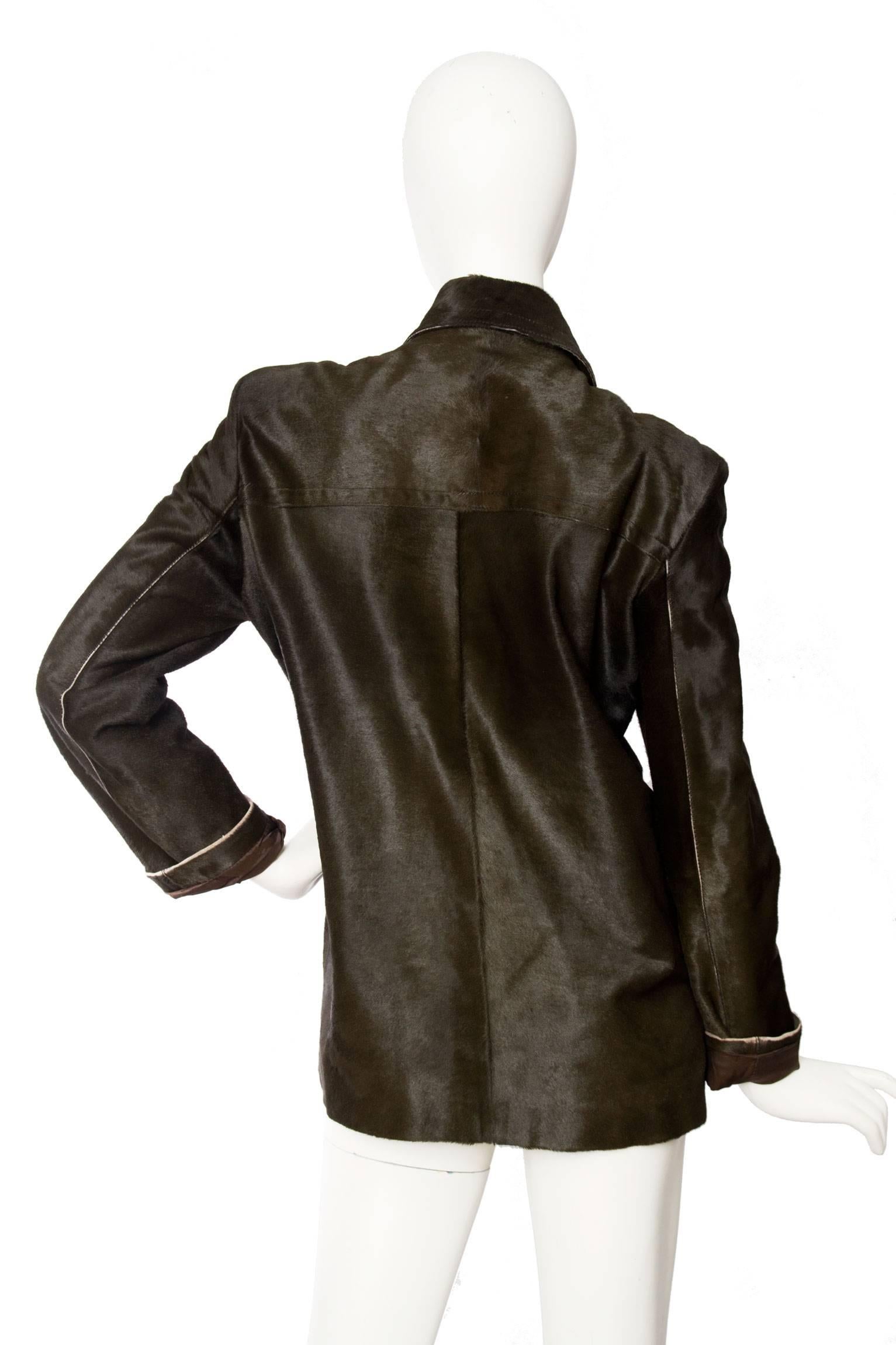 1990s Gucci by Tom Ford Dyed Pony Hair Leather Jacket In Good Condition In Copenhagen, DK