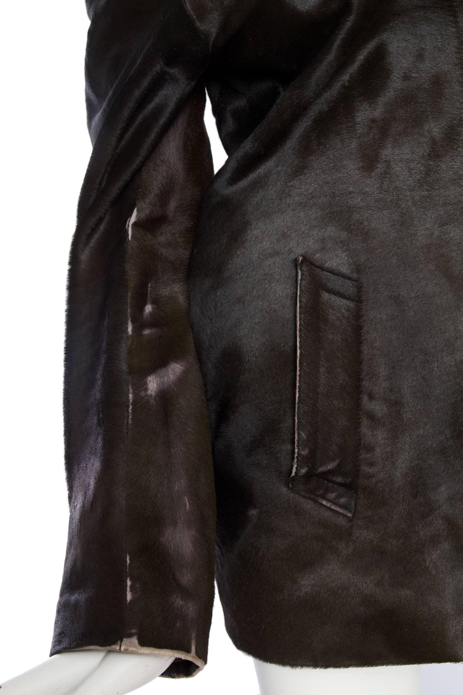 1990s Gucci by Tom Ford Dyed Pony Hair Leather Jacket 3