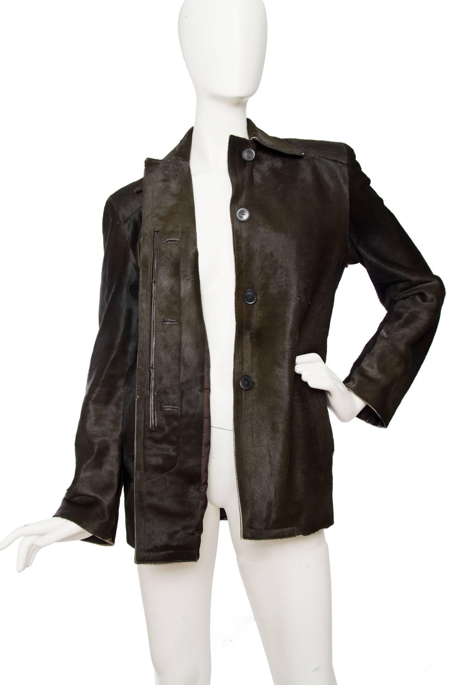 Women's 1990s Gucci by Tom Ford Dyed Pony Hair Leather Jacket