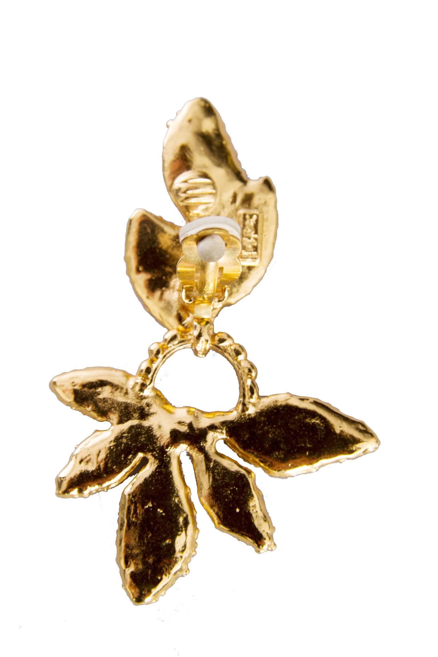 1980s Yves Saint Laurent Gold Leaf Clip-On Earrings 4