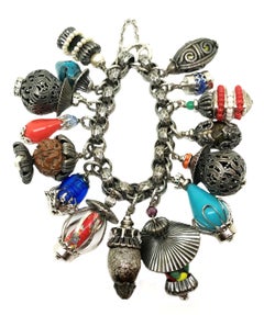 Circa 1950's Napier Jeweled Lantern Charm Bracelet