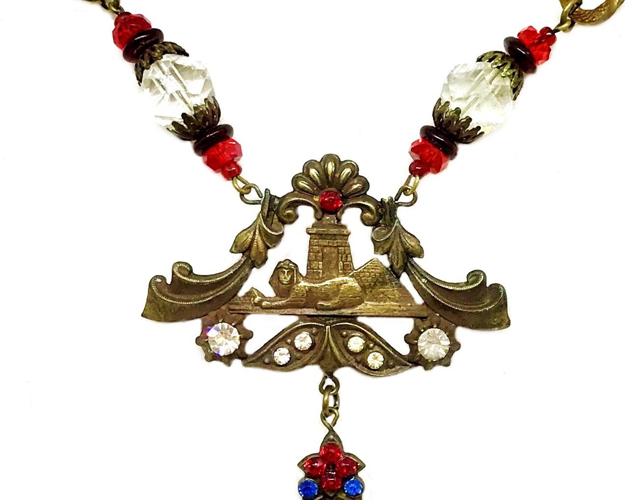 Circa 1920s to 1930s Czechoslovakian Egyptian Revival Necklace In Good Condition For Sale In Long Beach, CA