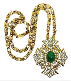 Circa 1970s K.J.L. Maltese Cross Pendant Necklace