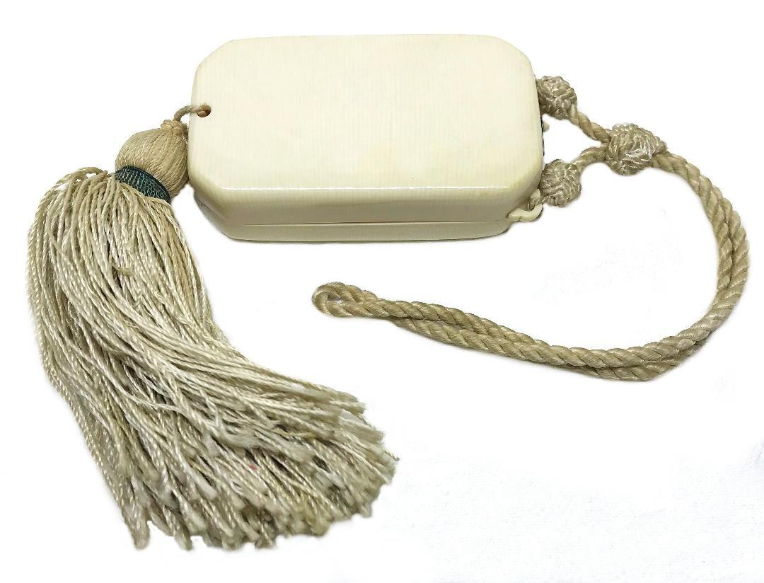 Beige Circa 1920s Celluloid Vanity Purse With Tassel For Sale