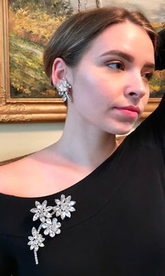 Circa 1960s Juliana Clear Faceted Marquis Brooch and Earrings Set