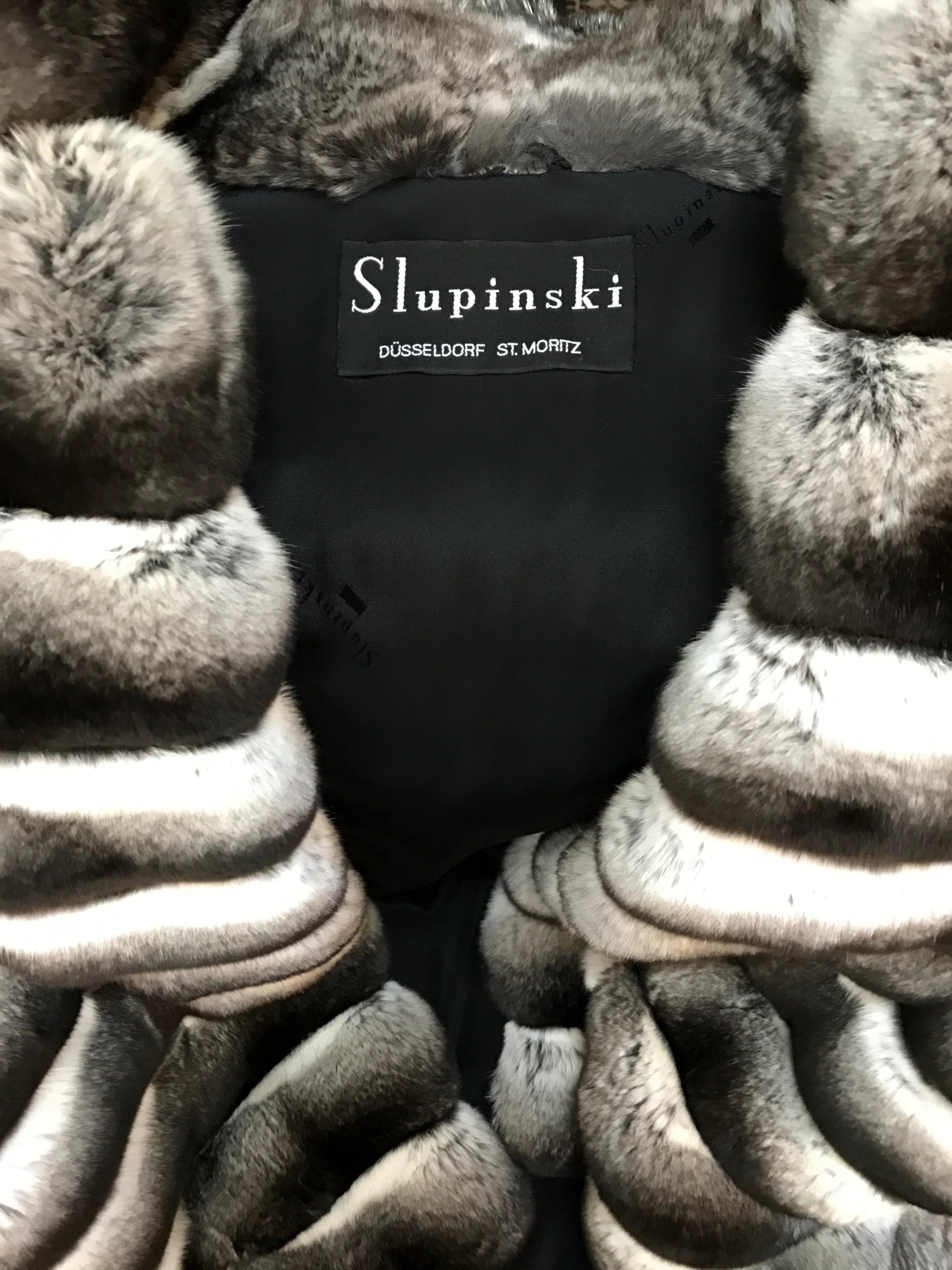 Chinchilla Ladies fur jacket by SLUPINSKI. Black/white For Sale 2