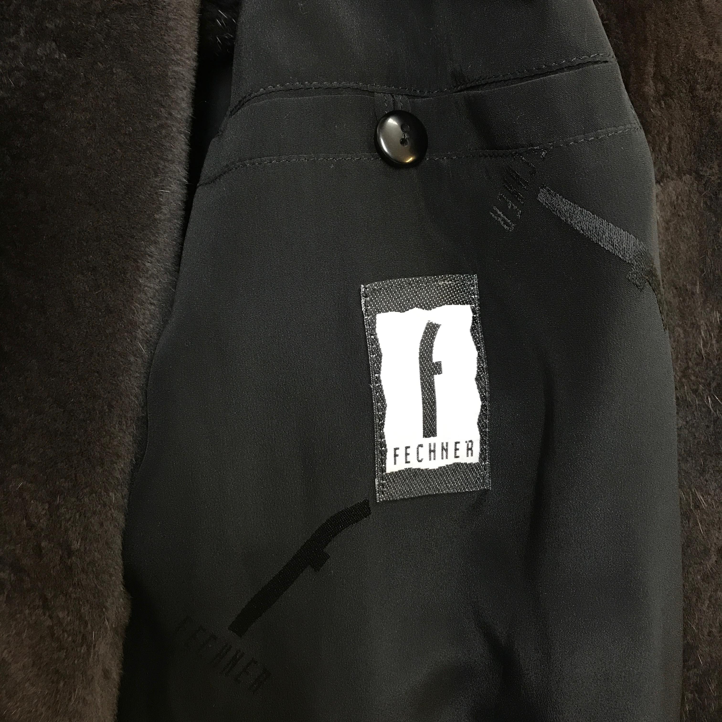 Sheared velvet silk mink fur jacket by FECHNER. Black/dark gray. (6) For Sale 5