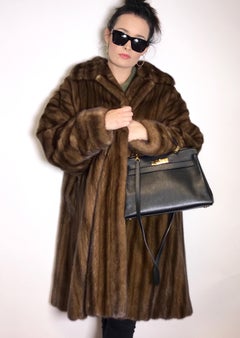 Velvet mink fur coat by BRAUN. Swinger/swing coat. silk mink brown (10)