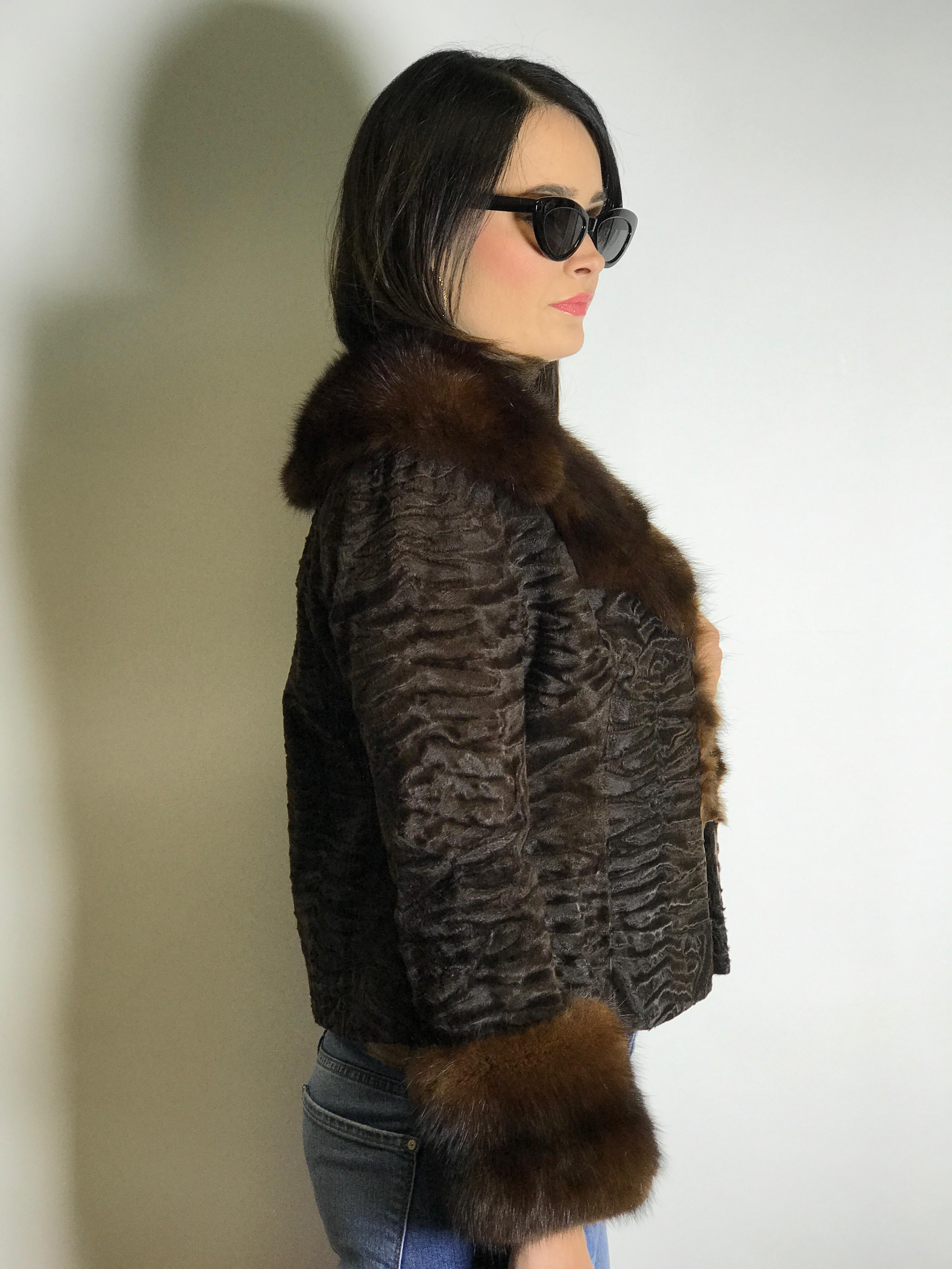  Broad-tailed Persians fur ladies jacket/bolero with sable. Evening jacket. (18) In Excellent Condition For Sale In Berlin, DE
