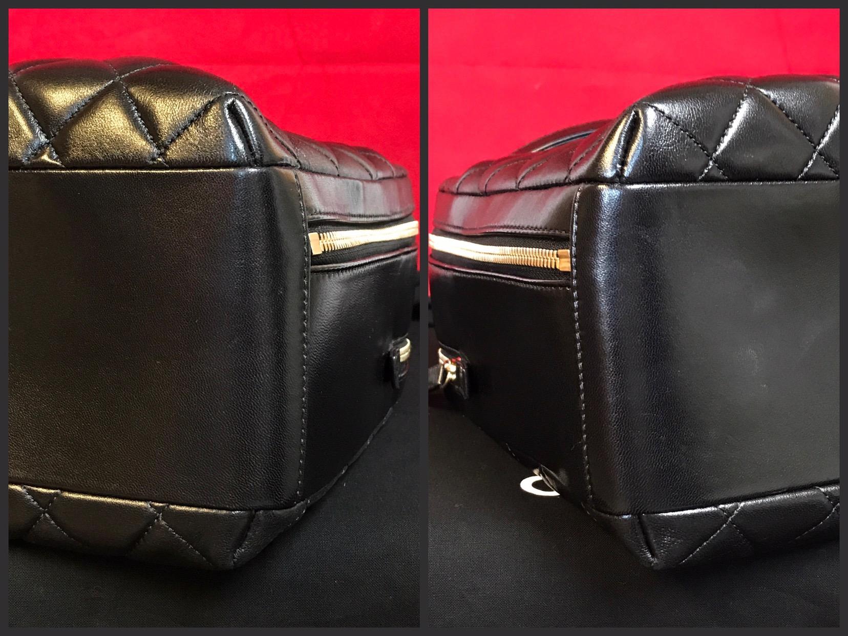 CHANEL CC bowling bag / shoulder bag black quilted lambskin 2016 For Sale 2