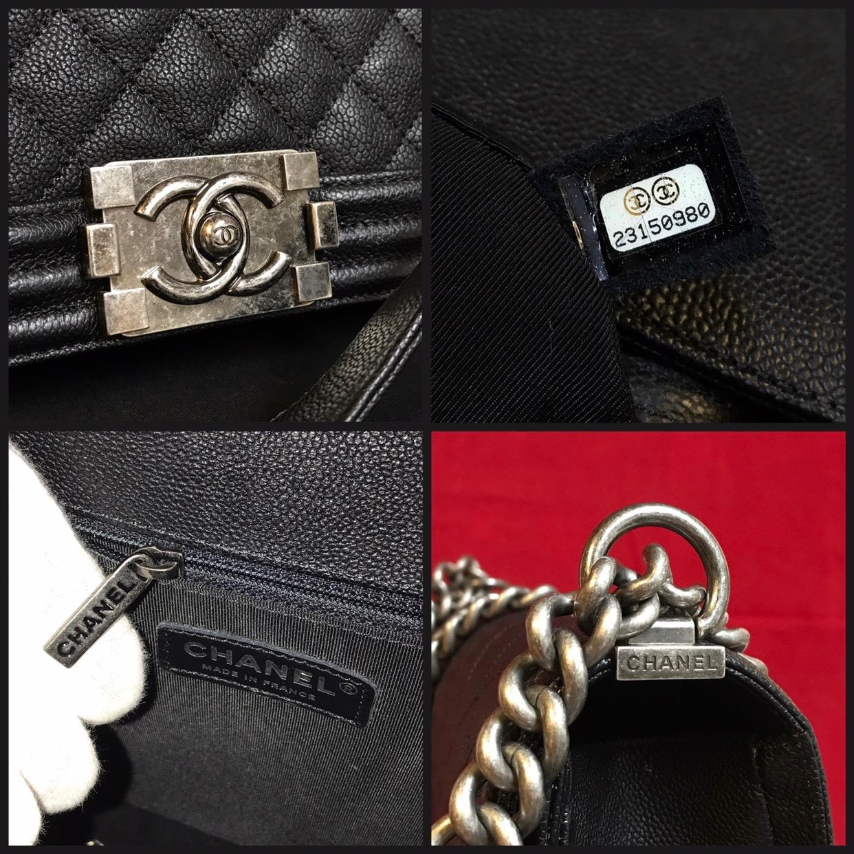 Women's or Men's CHANEL Large Boy shoulder bag black quilted caviar / calfskin 2016 For Sale