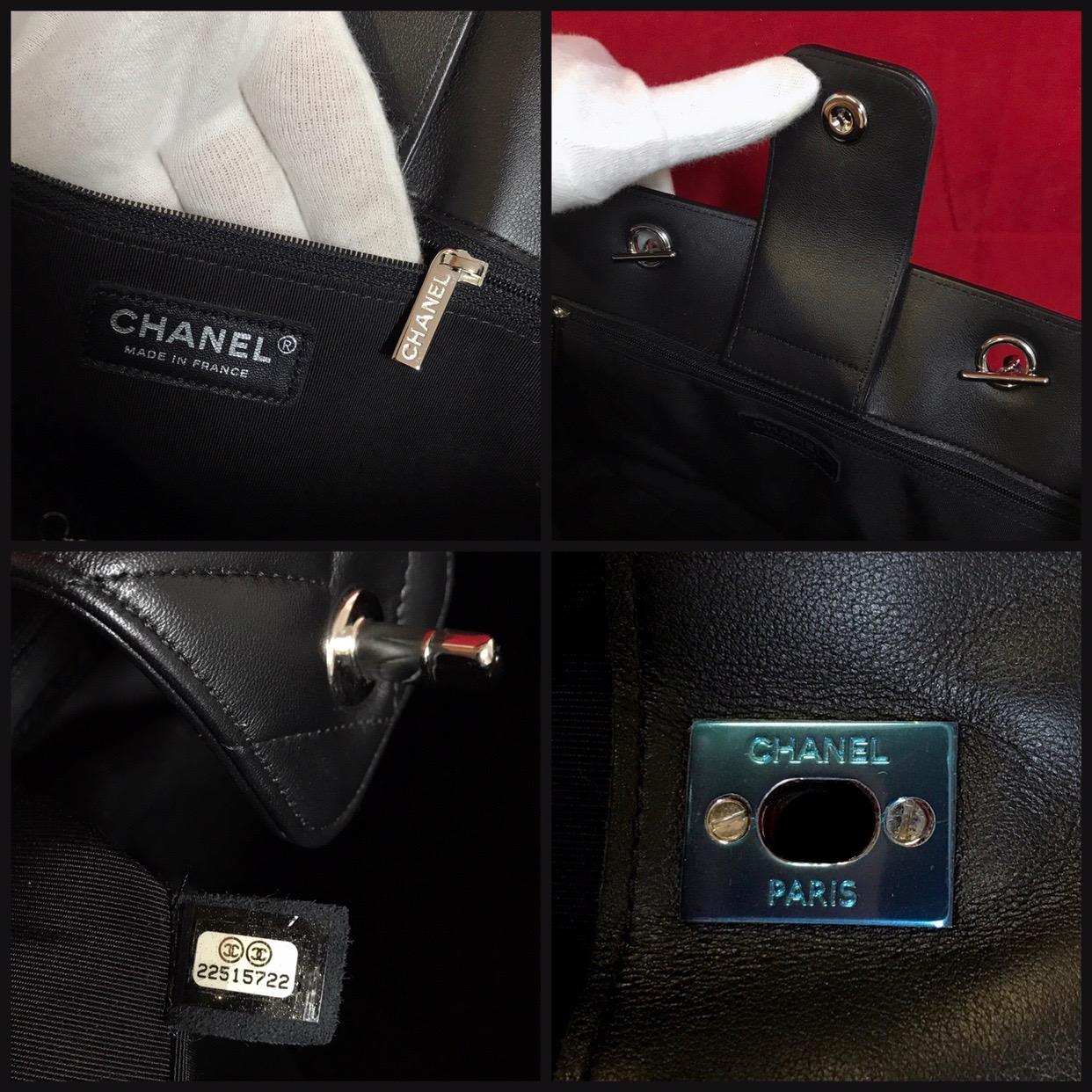 Women's or Men's Large CHANEL CC Shopping Bag/Shopper chain chevron lambskin black 2016 For Sale
