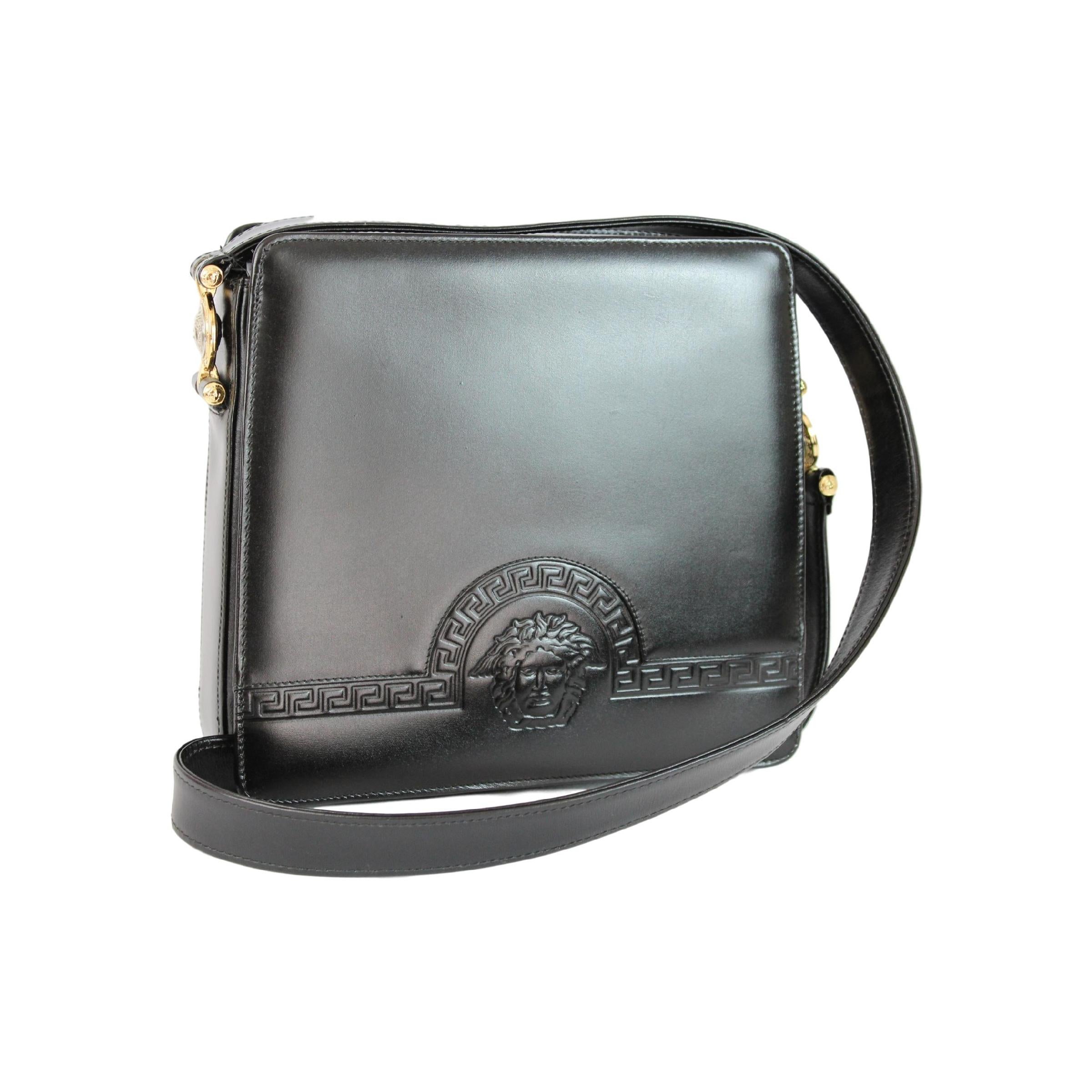 Gianni Versace Shoulder Bag Leather Vintage Black