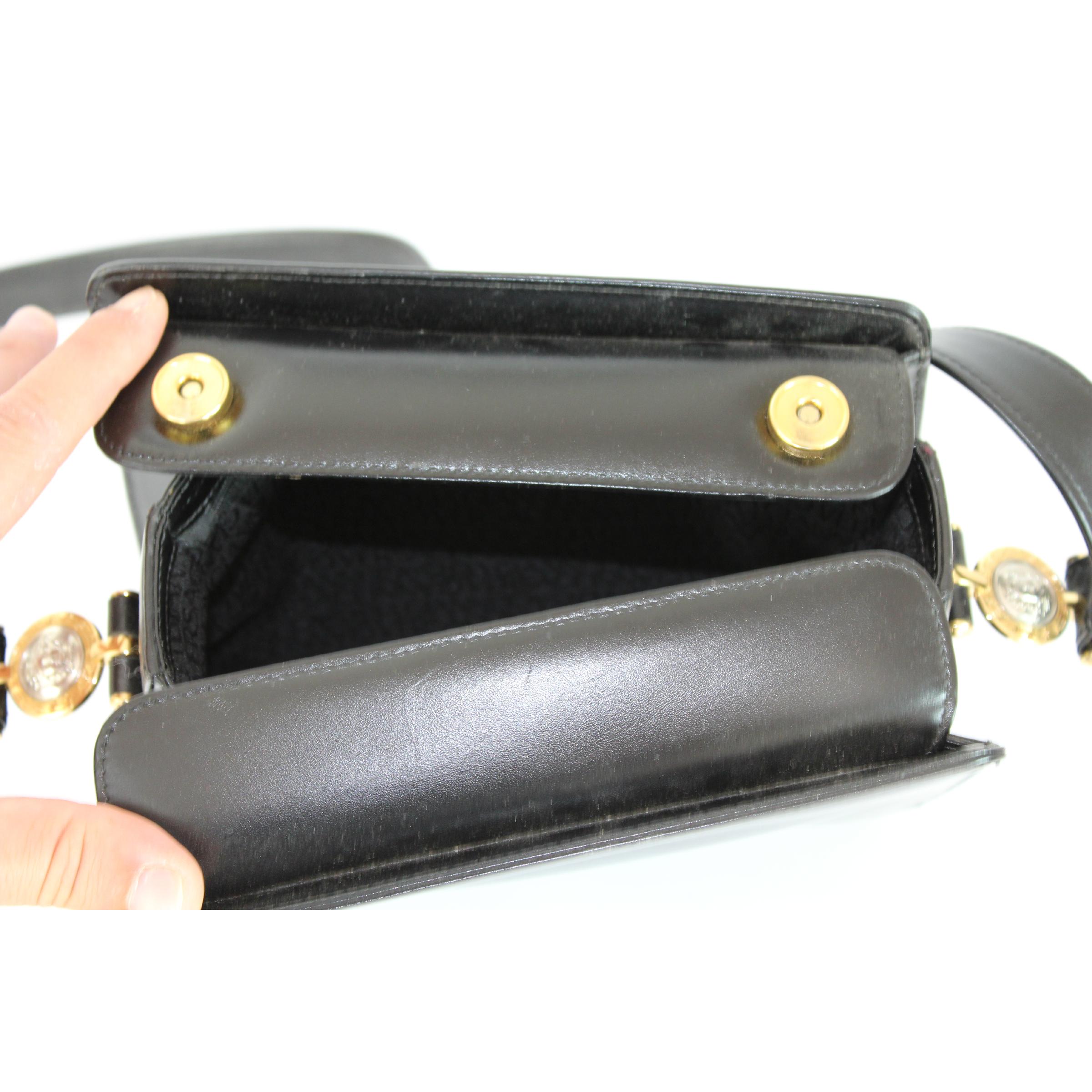 Gianni Versace Shoulder Bag Leather Vintage Black 4