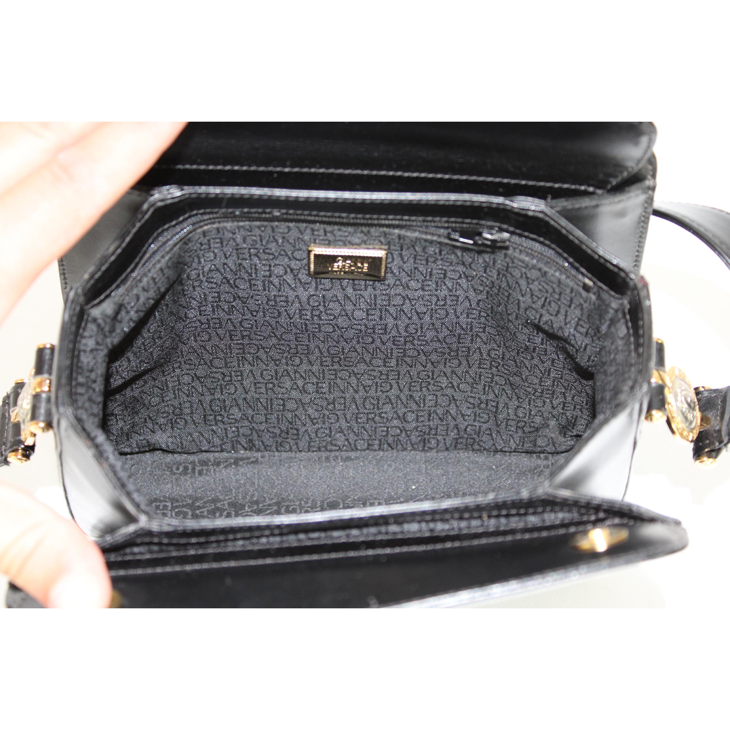 Gianni Versace Shoulder Bag Leather Vintage Black 5