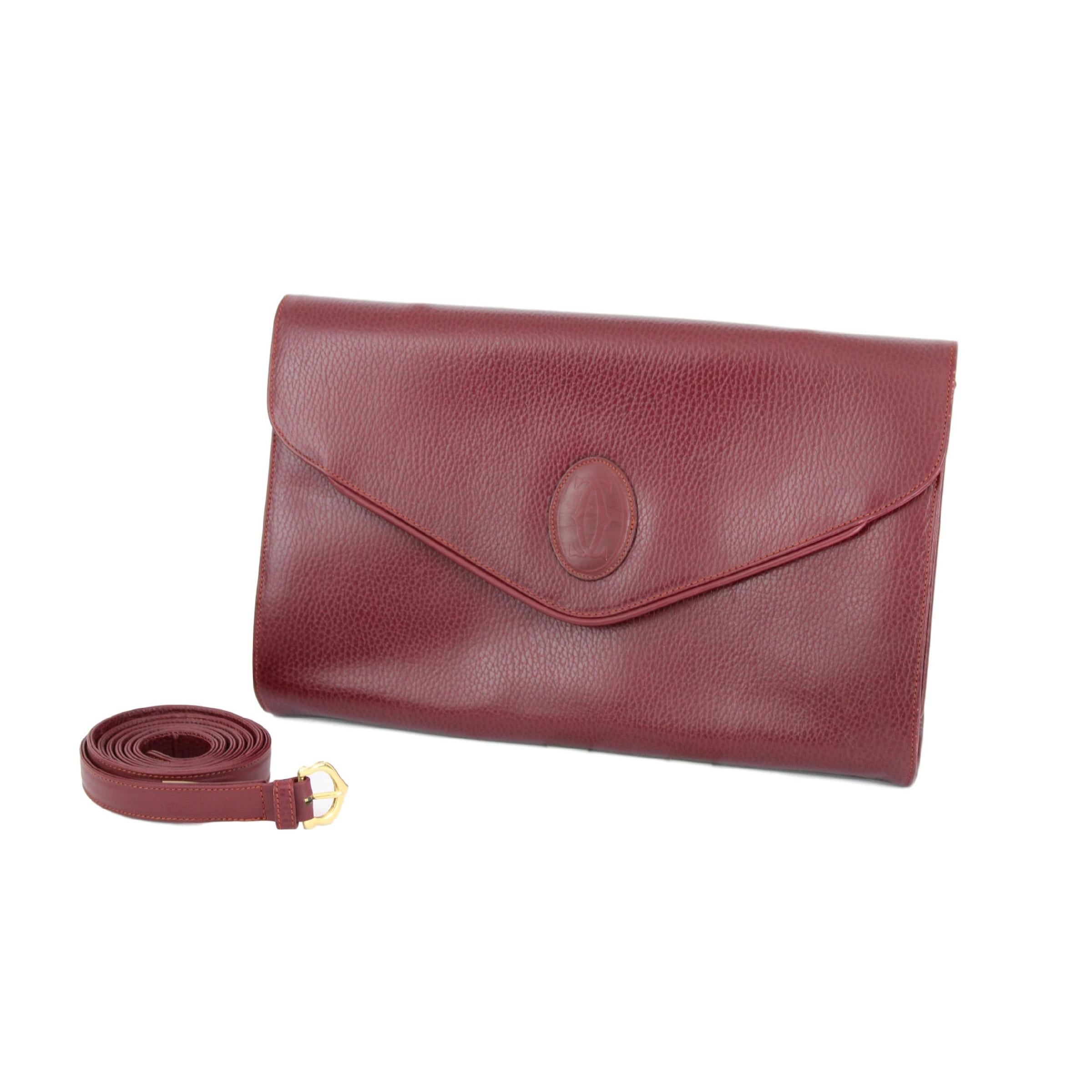 Must De Cartier Shoulder Bag Leather Vintage Burgundy Italian 1980s at  1stDibs