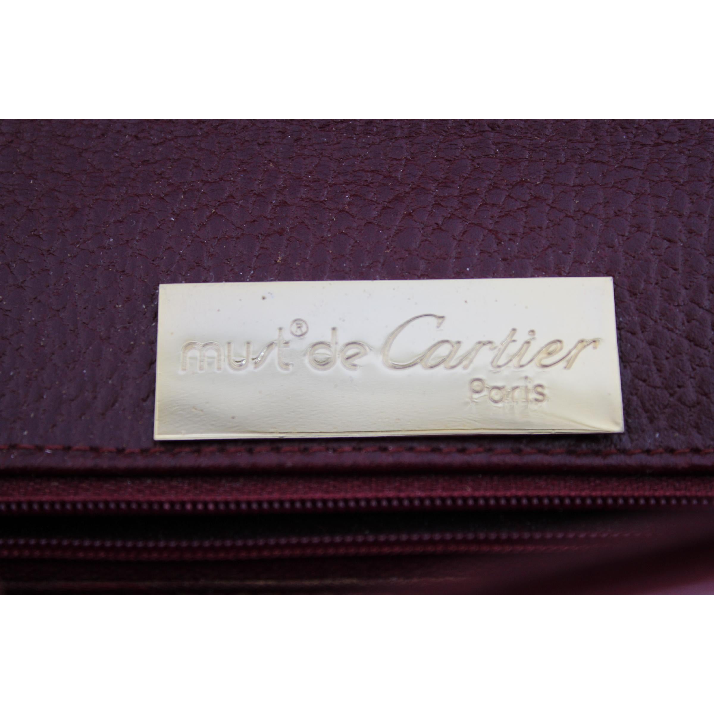 Must De Cartier Shoulder Bag Leather Vintage Burgundy Italian 1980s 4