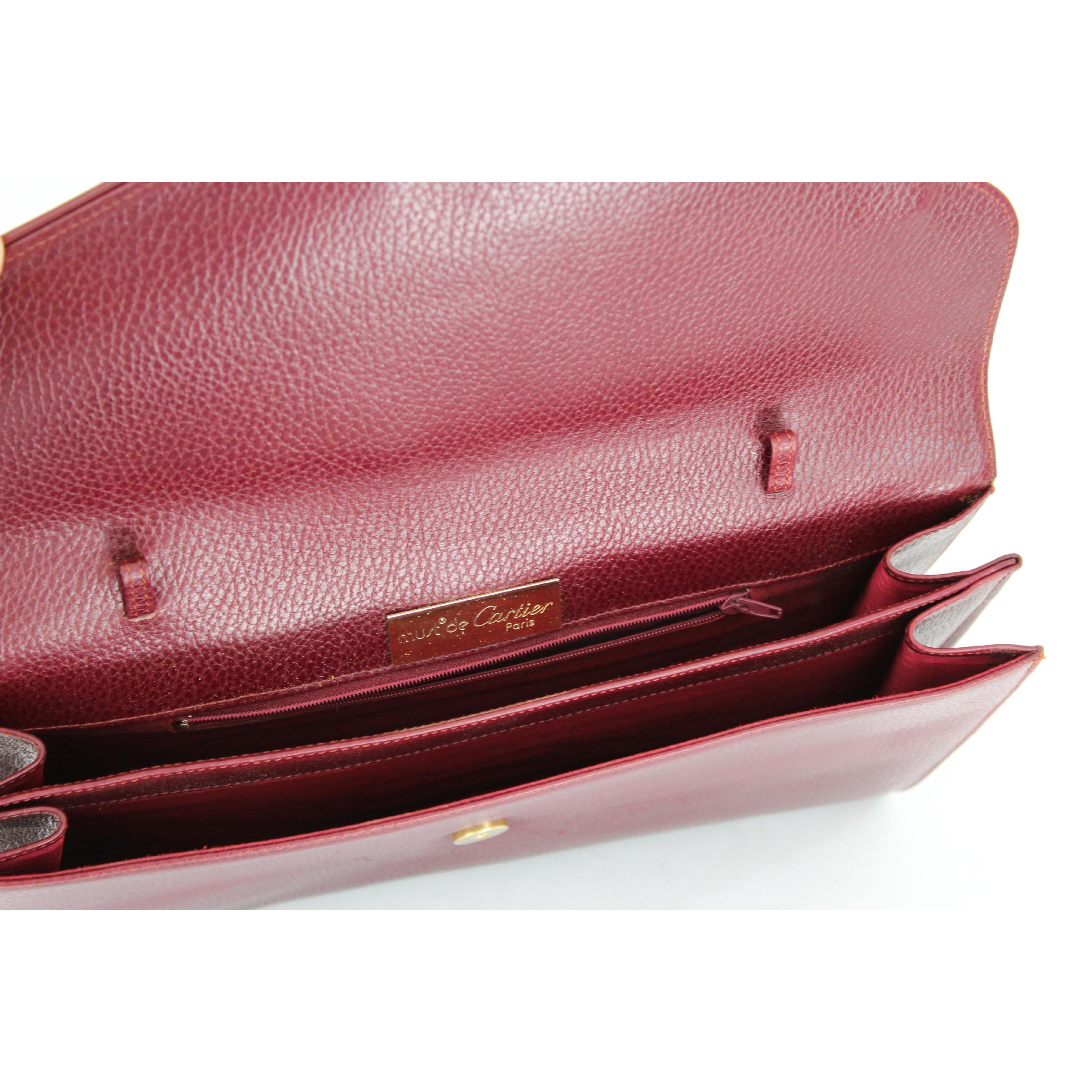 Must De Cartier Shoulder Bag Leather Vintage Burgundy Italian 1980s 3