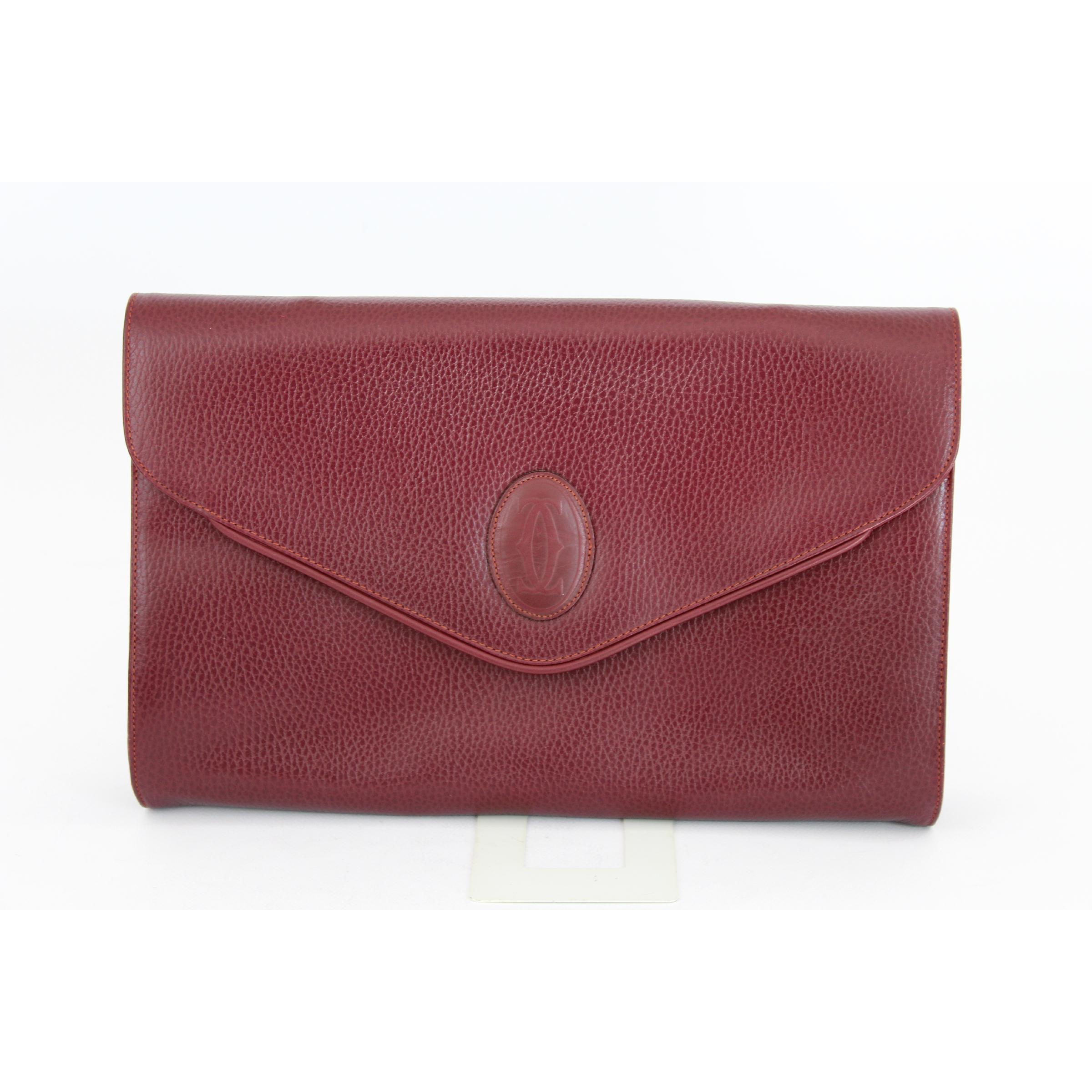 Brown Must De Cartier Shoulder Bag Leather Vintage Burgundy Italian 1980s