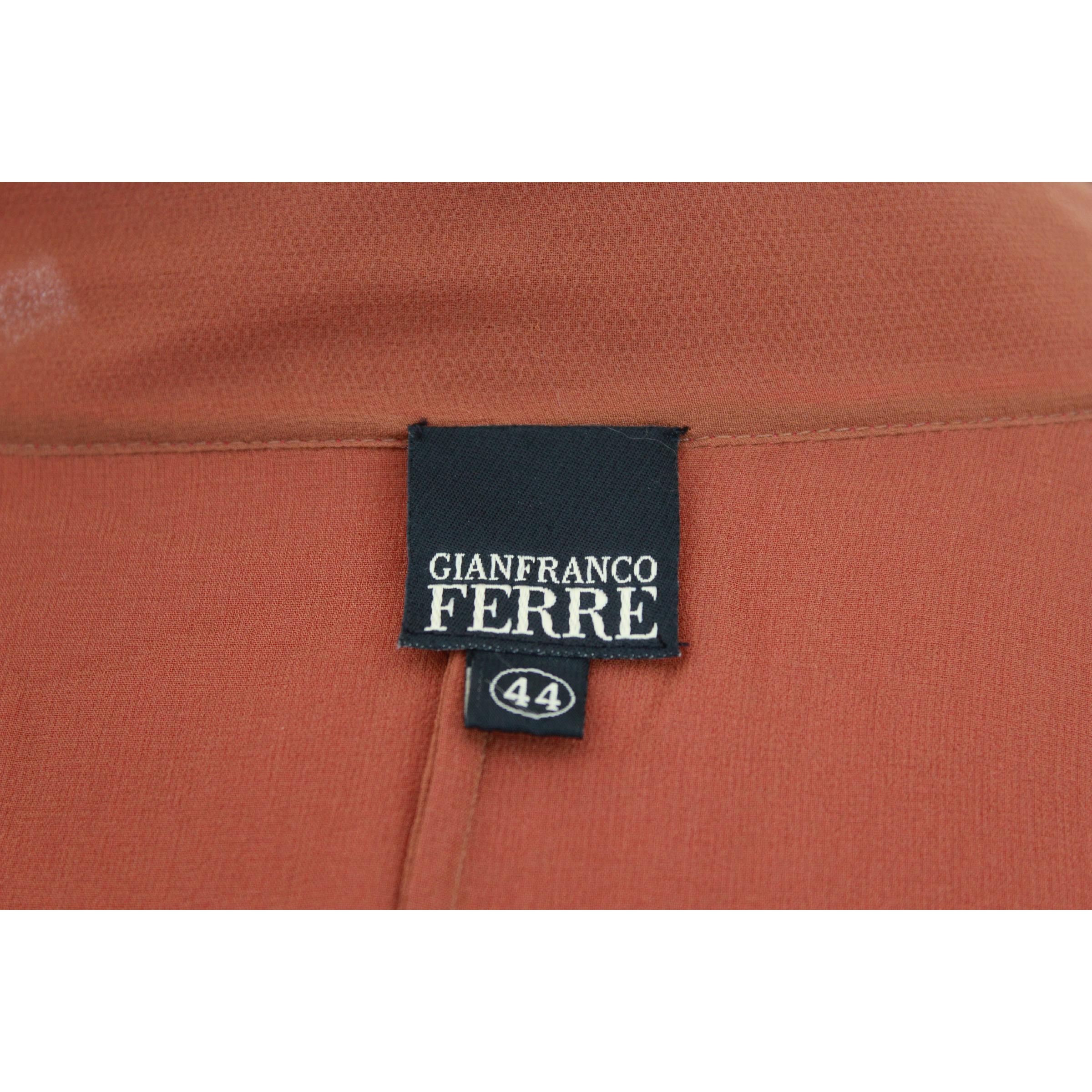 Gianfranco Ferre Asymmetric Shirt Silk Vintage Red Brown, 1990s 4