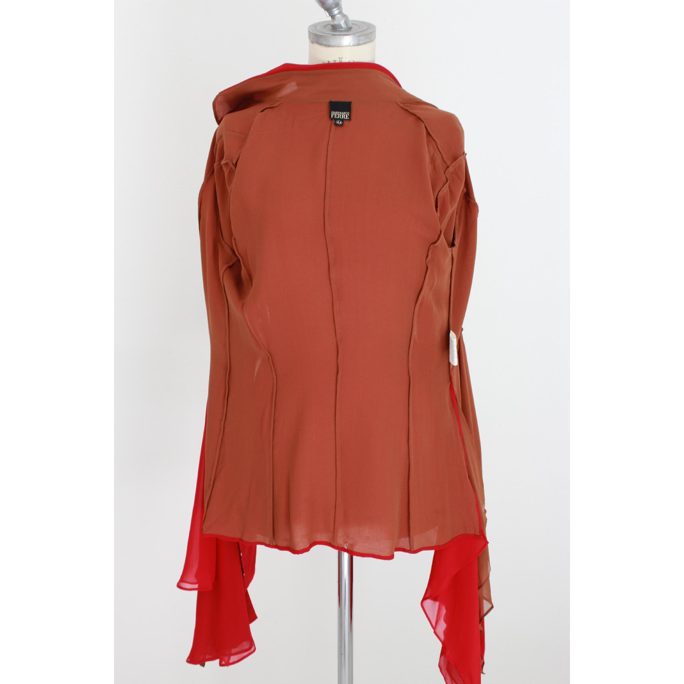 Gianfranco Ferre Asymmetric Shirt Silk Vintage Red Brown, 1990s 3