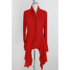 Gianfranco Ferre Asymmetric Shirt Silk Vintage Red Brown, 1990s