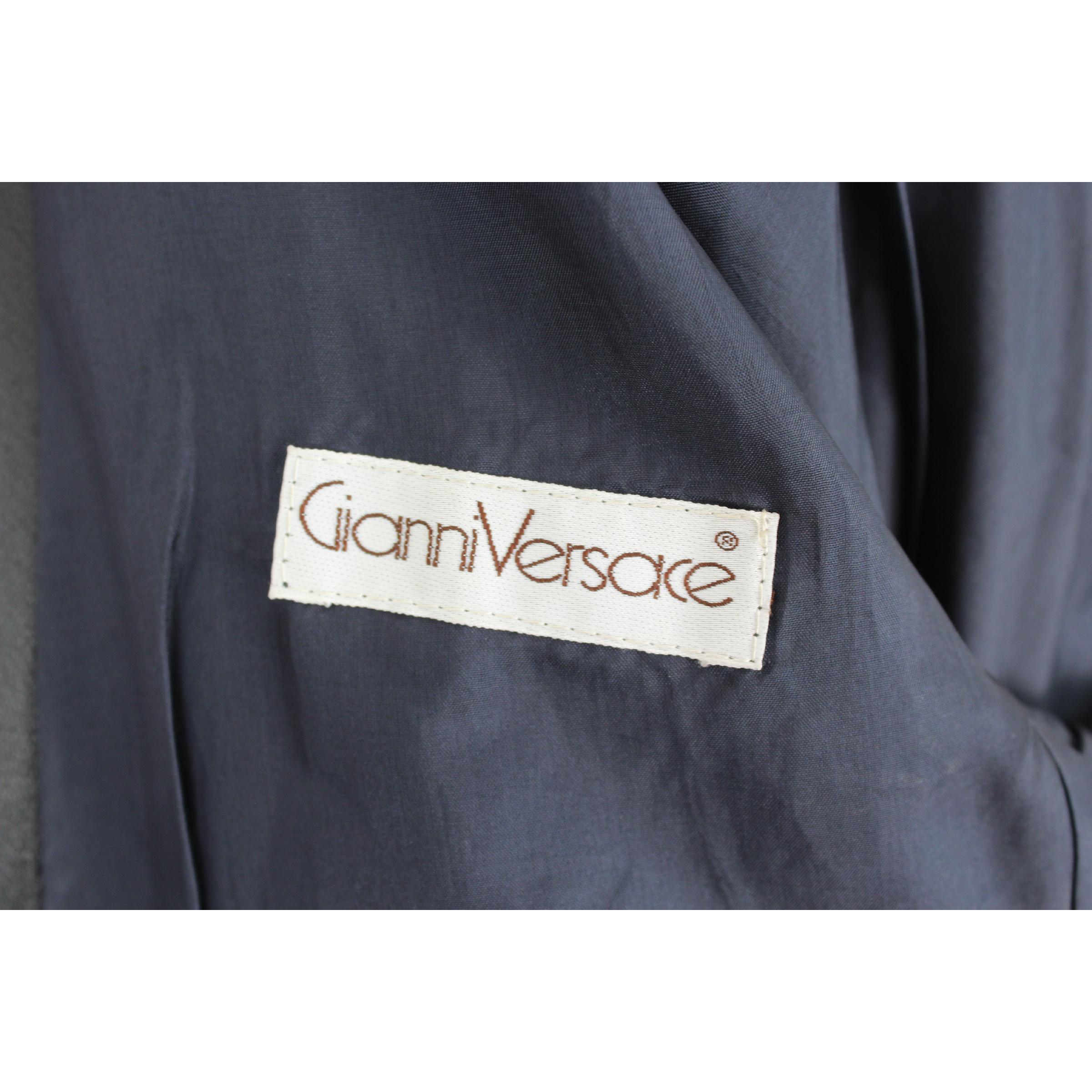 Gianni Versace Leather Jacket Embroidered Blue Short Bolero 1980s 5