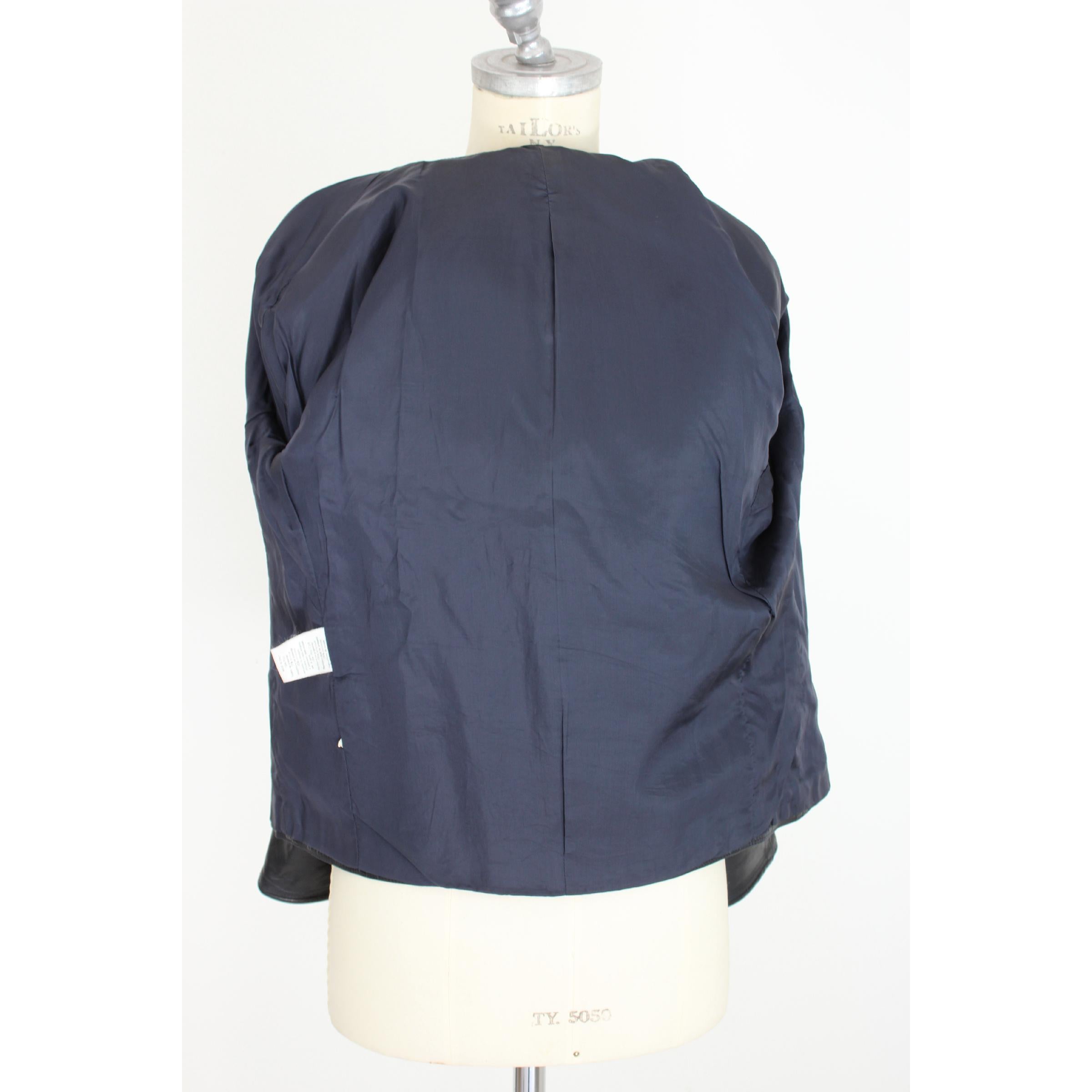 Gianni Versace Leather Jacket Embroidered Blue Short Bolero 1980s 3