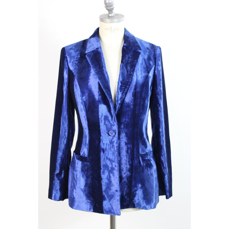 Gianni Versace Jacket Tuxedo Velvet Cotton Vintage Blue, 1990s at ...