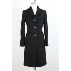 Gianfranco Ferre Classic Long Coat Cashmere Wool Vintage Black, 1980s