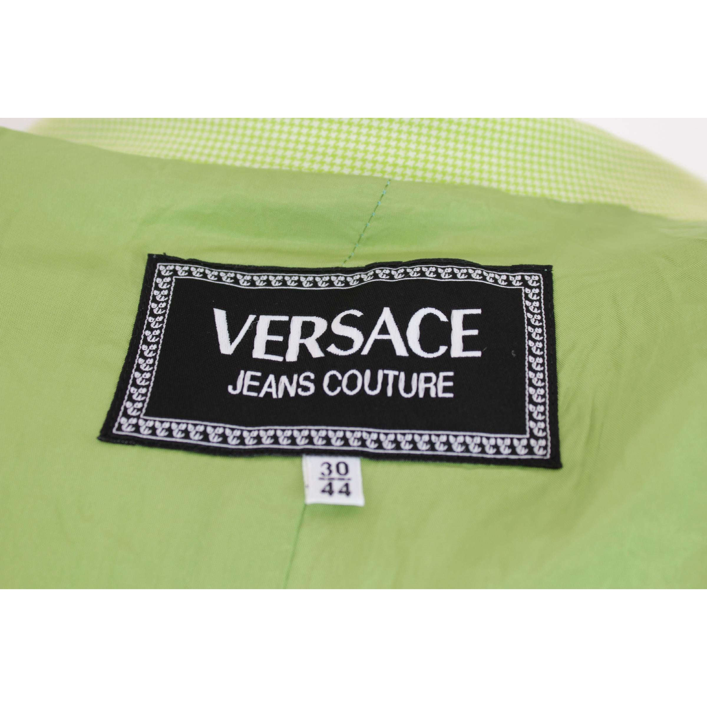 Versace Jeans Couture Vintage Green Pied De Poule Jacket, 1990s 4