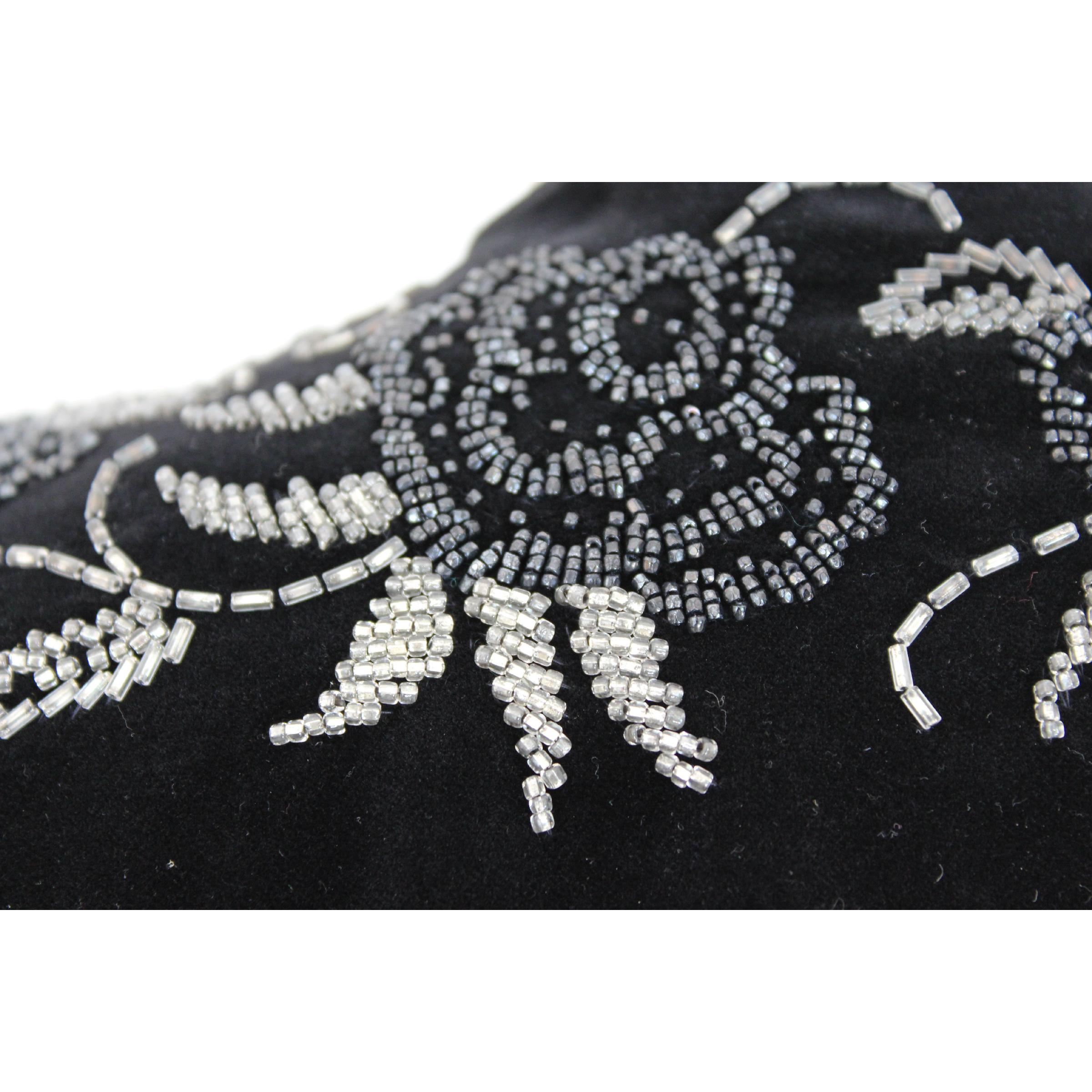 Women's Roccobarocco Vintage Black Floral Sequin Embroidered Jacket, 1980s