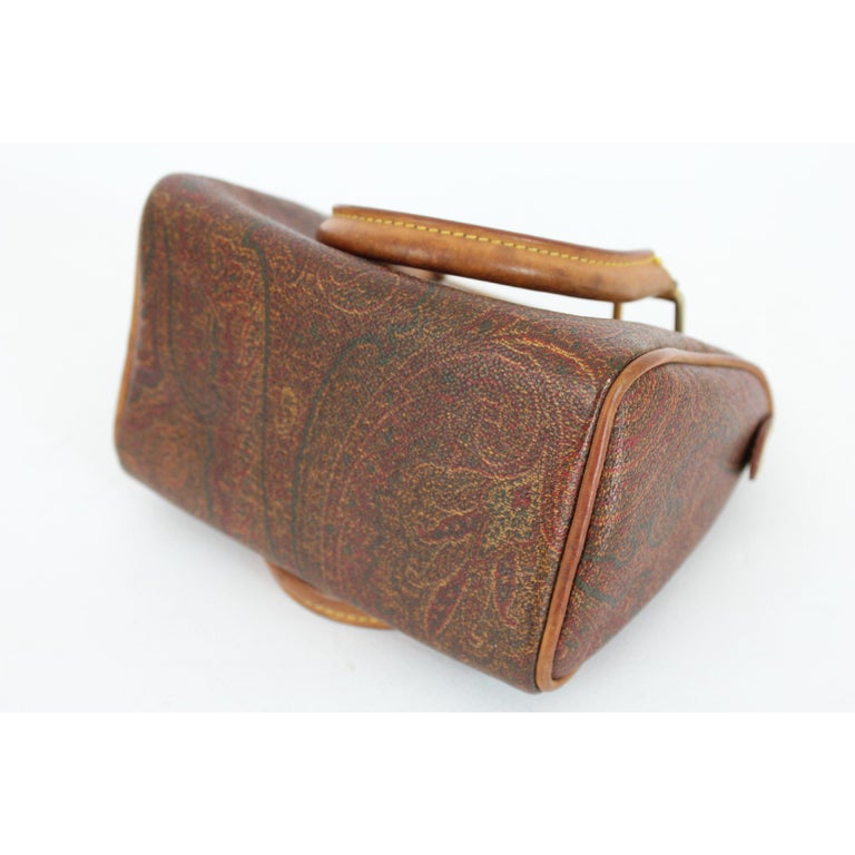 Etro Mini Handbag Pochette Paisley Leather Vintage Brown, 1990s at 1stDibs