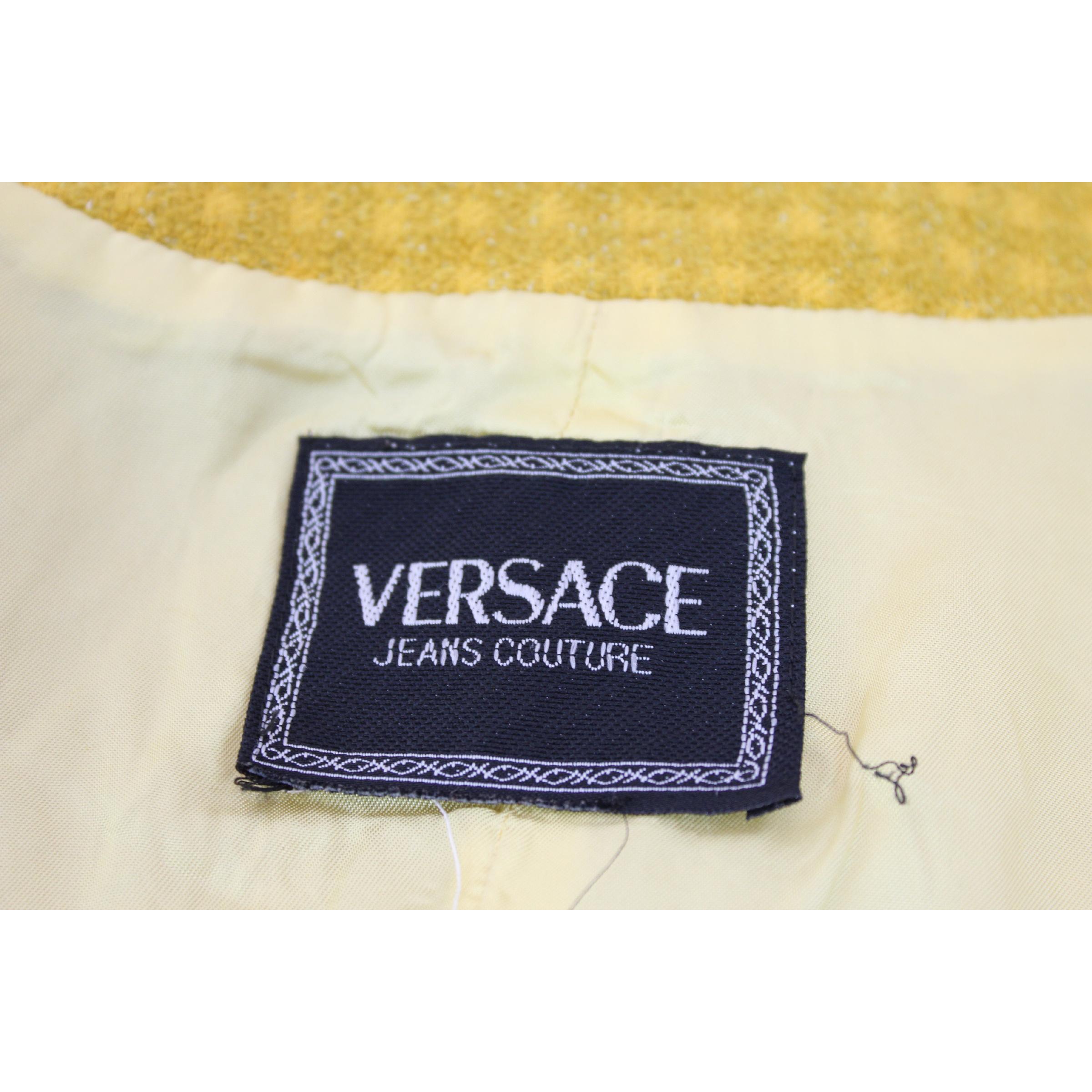 Women's Versace Jeans Couture Boucle Jacket Blazer Wool Vintage Yellow, 1990s