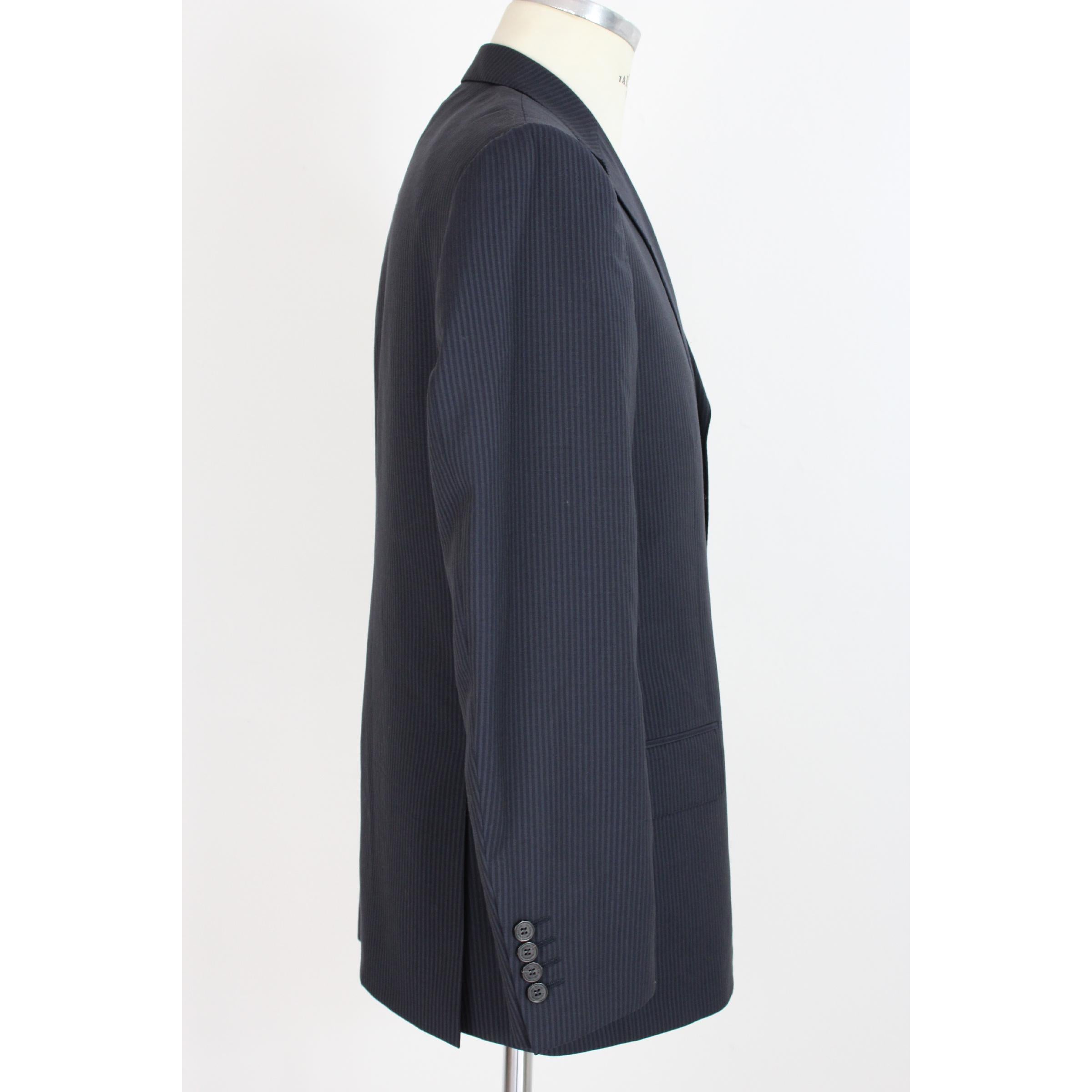 Valentino Roma Jacket Pinstripe Wool Vintage Blue Gray, 1990s In Excellent Condition In Brindisi, Bt