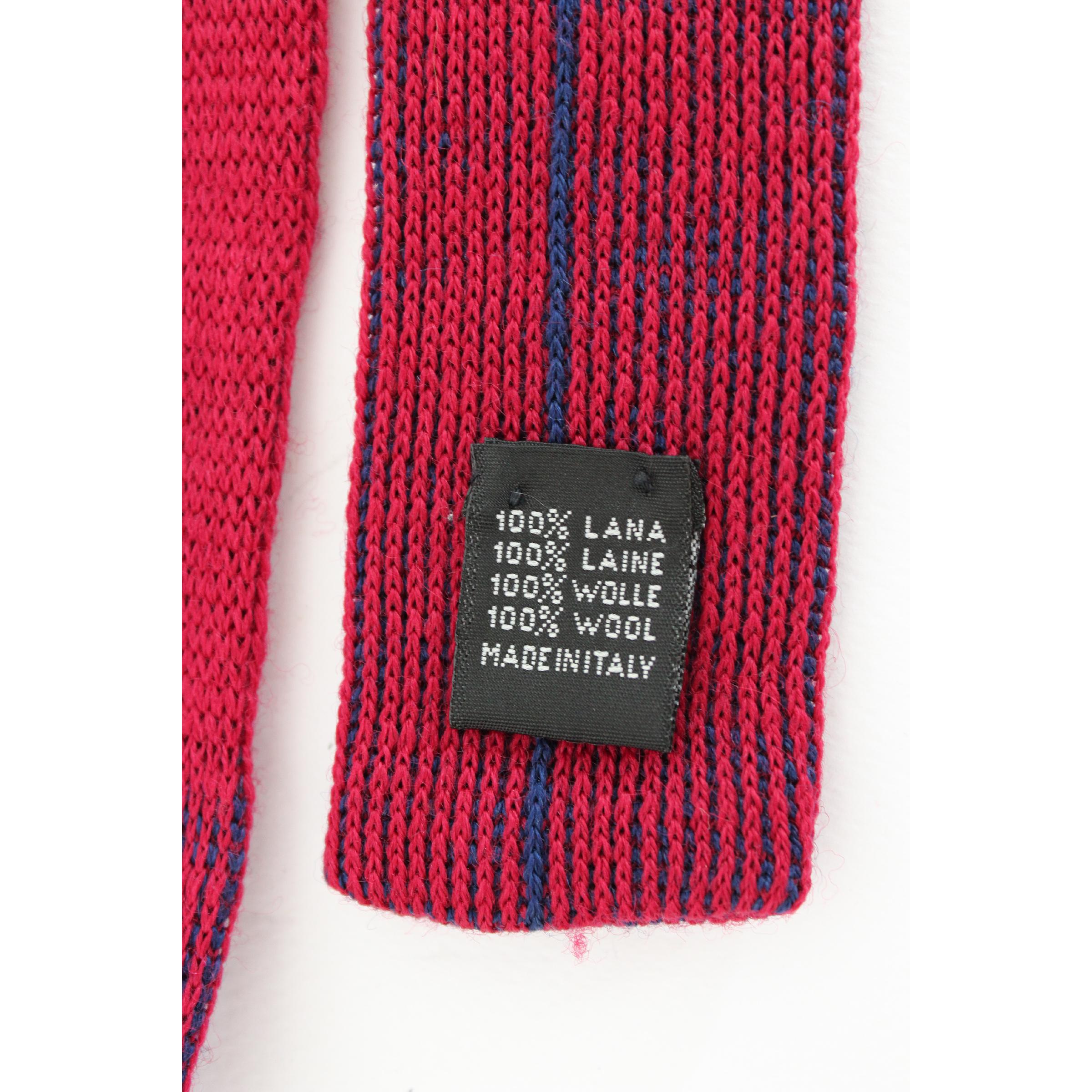 Men's Yves Saint Laurent Pinstripe Tie Wool Vintage Blue Red, 1990