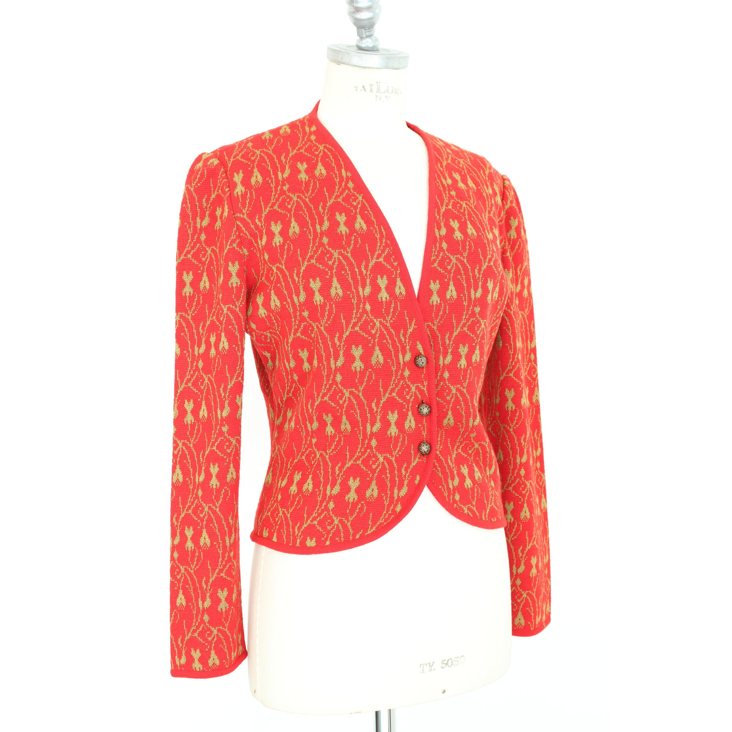 Emanuel Ungaro Sweater Jacket Wool Vintage Red, 1990s 1